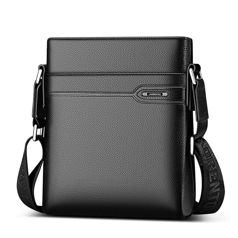 LAORENTOU Genuine Leather Messenger Bag for Men - Business Crossbody Shoulder Bag - Durable Leather Purse & Side Bag - Perfect for Office, Travel & Daily Commute