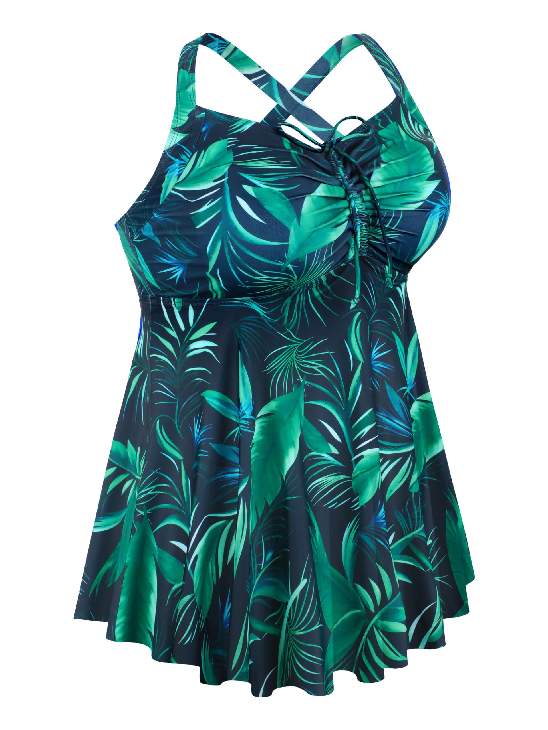 NIEYOOK Plus Size Women's Tankini Swimsuits - Tummy Control Bathing Suit with Swim Shorts & Swim Dress | Two Piece Swimwear for Beach, Pool & Vacation