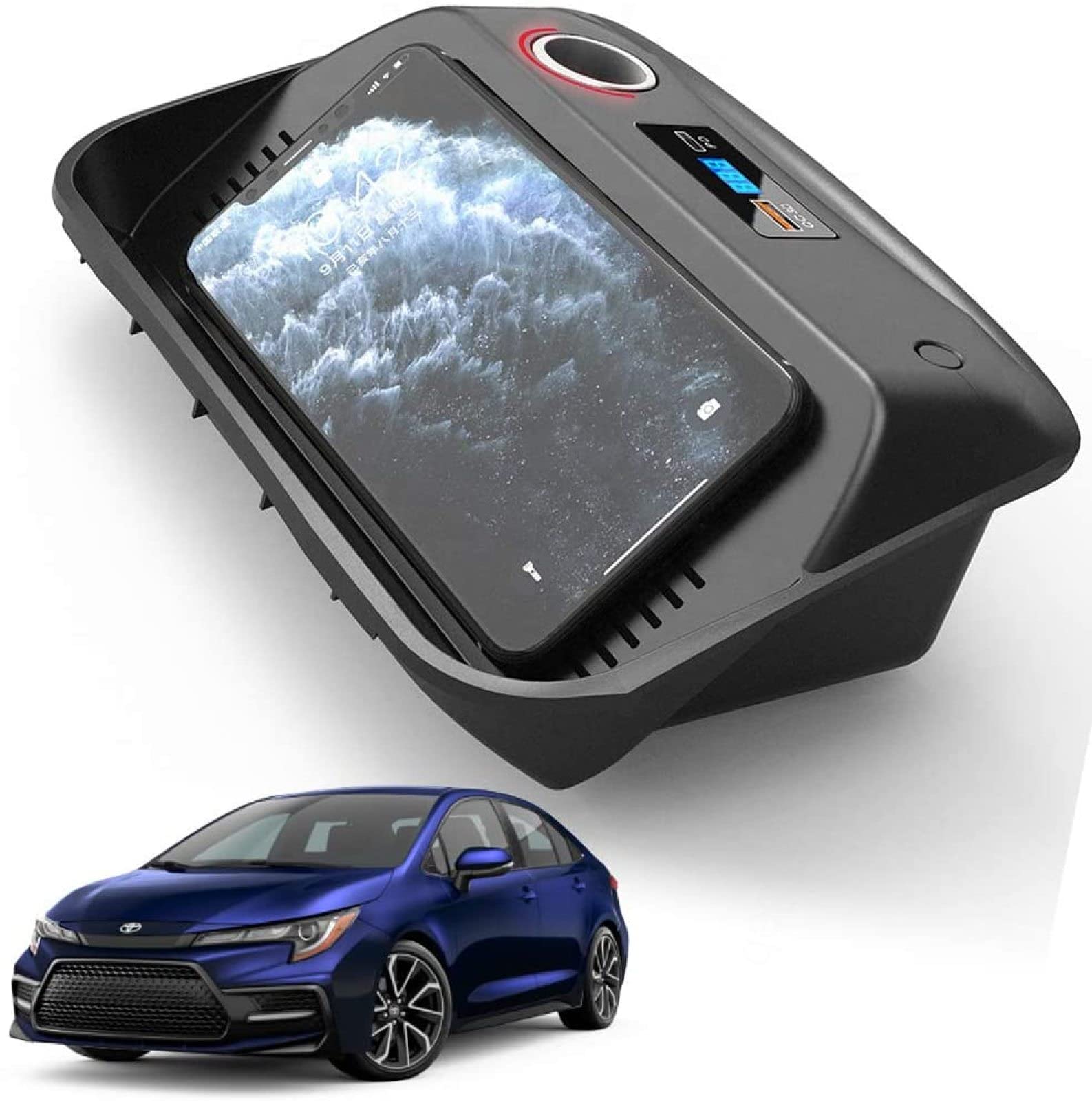 2019-2025 Toyota Corolla Wireless Car Charger - 15W Fast Charging Pad with QC3.0 & 18W PD Port - Compatible with iPhone, Samsung & All Qi Phones - Perfect for Commuting & Road Trips