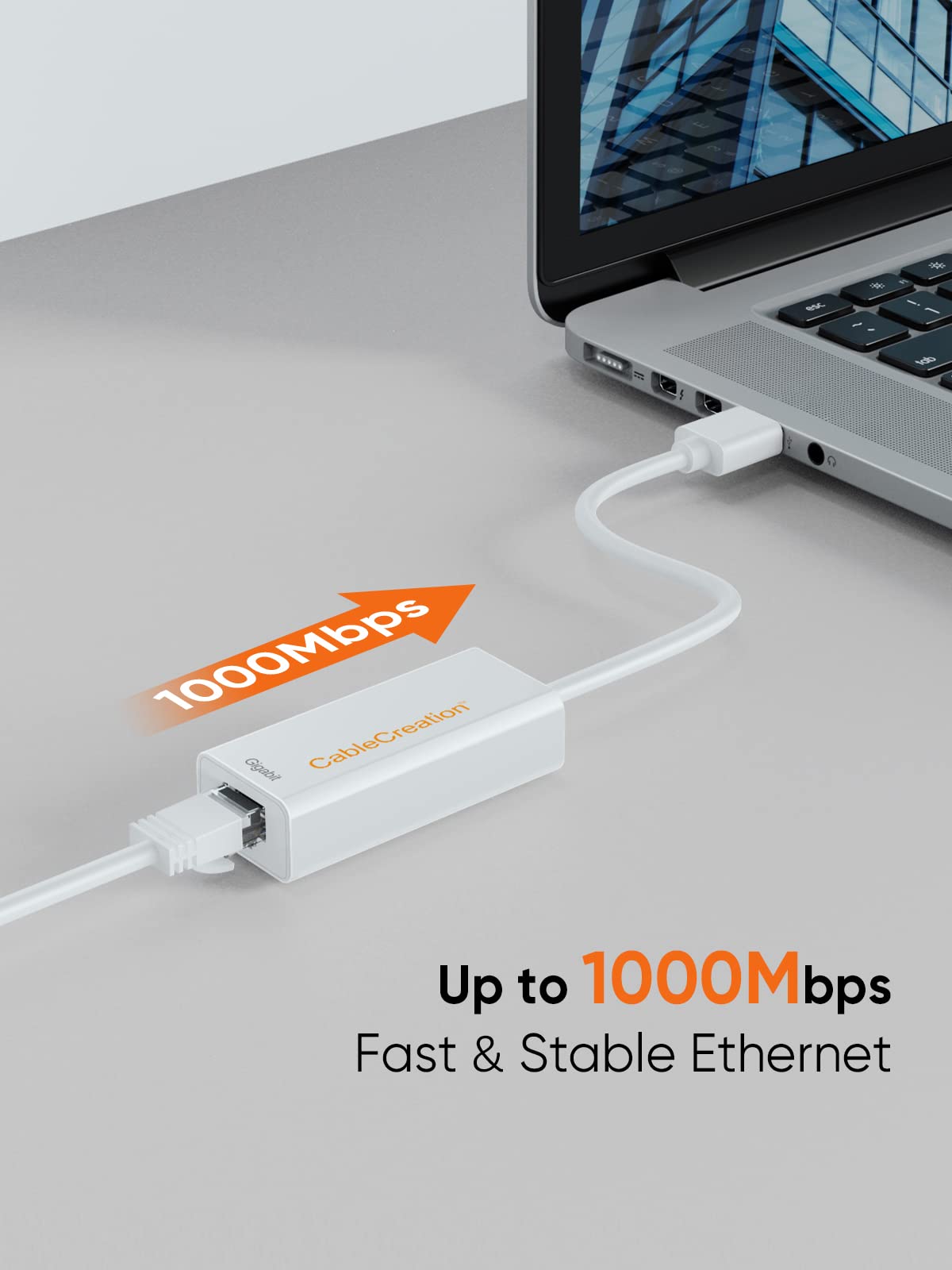 CableCreation USB 3.0 to Ethernet Adapter - Gigabit USB to RJ45 Network Converter (10/100/1000 Mbps) - Compatible with Nintendo Switch, MacBook, Windows, macOS, Linux & Chrome OS - White - Perfect for Gaming, Streaming & Home Office Networking