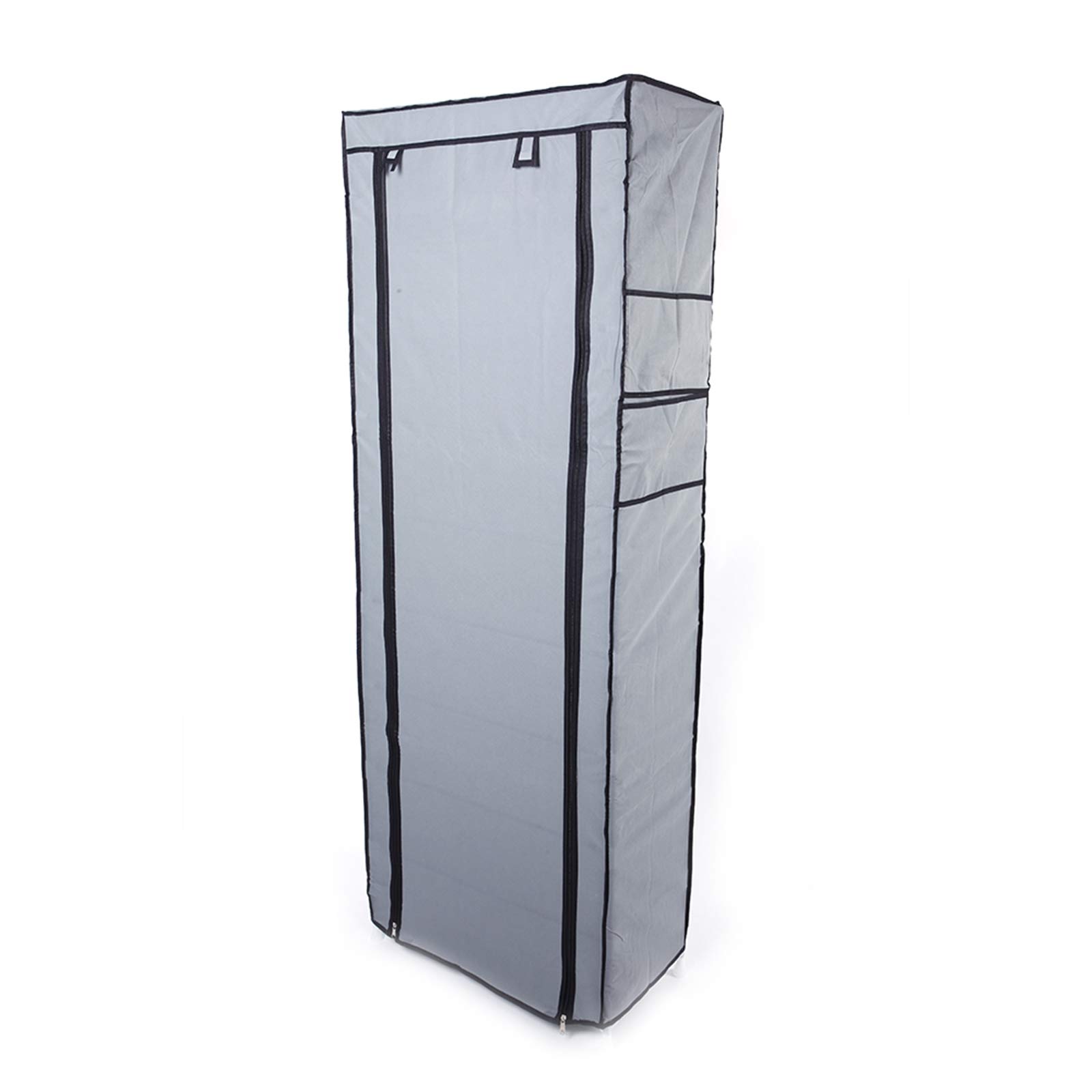 BNSPLY 10-Tier Non-Woven Fabric Shoe Rack with Dustproof Cover - Large Shoe Storage Organizer with 2 Side Pockets for Closet, Bedroom, Garage - Grey | Space Saving Shoe Cabinet for Home, Apartment & Dorm Organization
