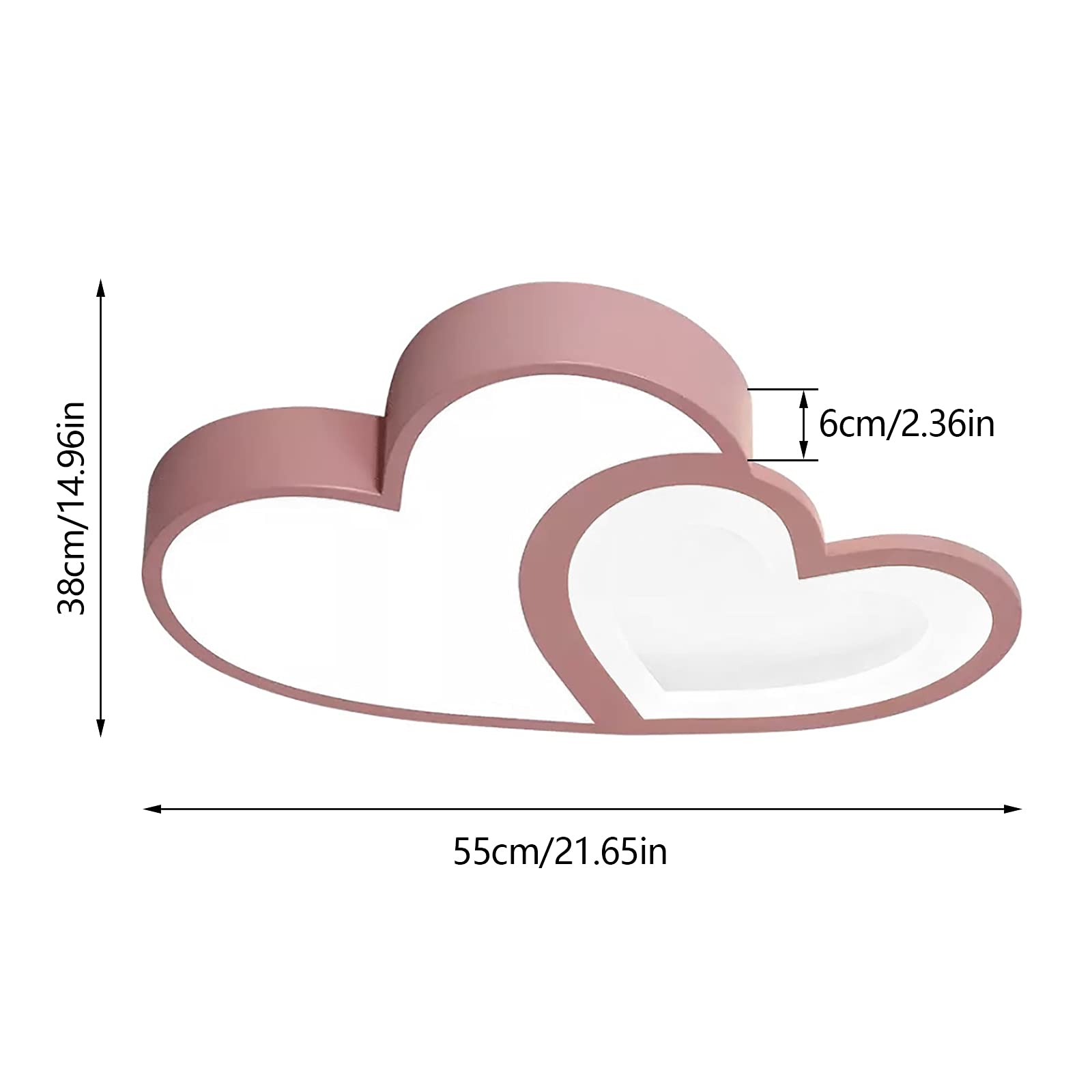 Heart-Shaped LED Flush Mount Ceiling Light - Dimmable Modern Lighting with Remote Control for Dining Room, Kids Bedroom, Nursery & Living Room | Pink Romantic Ambiance Light for Home Decor