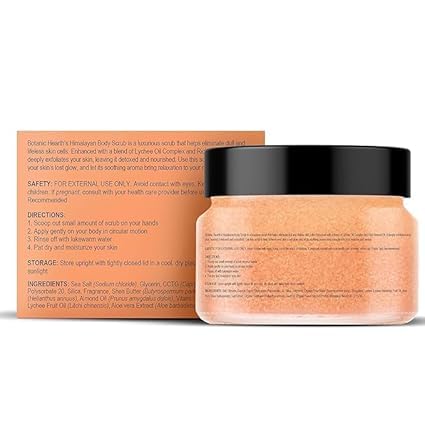 Exfoliating Body Scrub with Himalayan Salt & Lychee Oil - Natural Skin Renewal for Dry & Sensitive Skin - Perfect for Spa Day & At-Home Self Care Routine