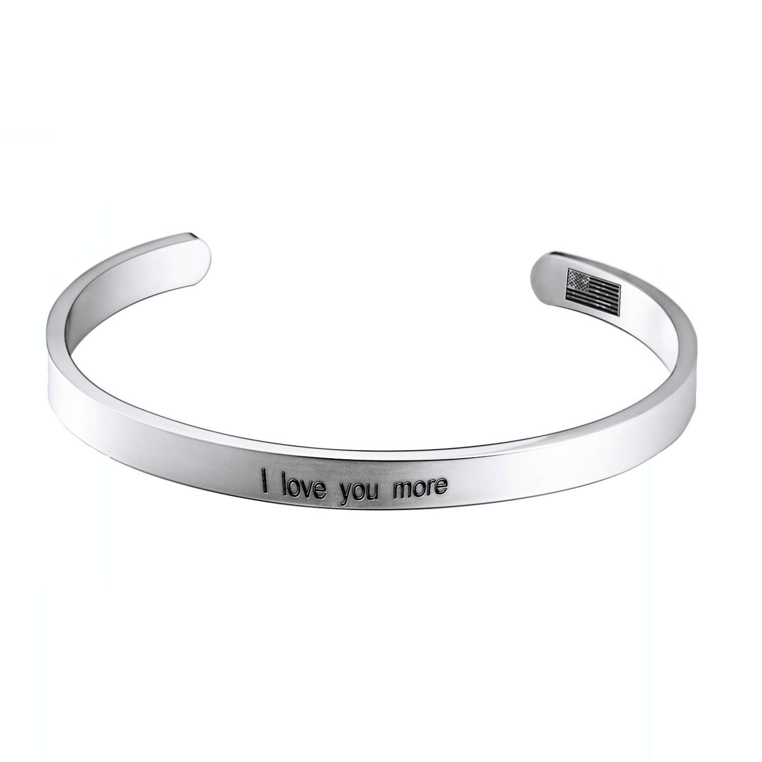 Enhome Silver American Flag Cuff Bangle Bracelet for Women - Birthday Gift for Her, Anniversary Present, Patriotic Jewelry - Perfect for July 4th, Memorial Day & Veterans Day Celebrations