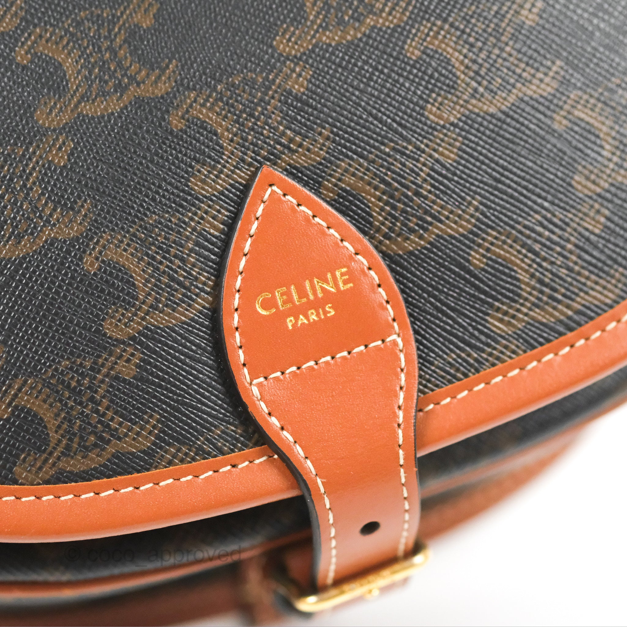 Celine Medium Triomphe Canvas Folco Bag in Tan - Luxury Crossbody Handbag for Women, Perfect for Work, Travel & Everyday Use