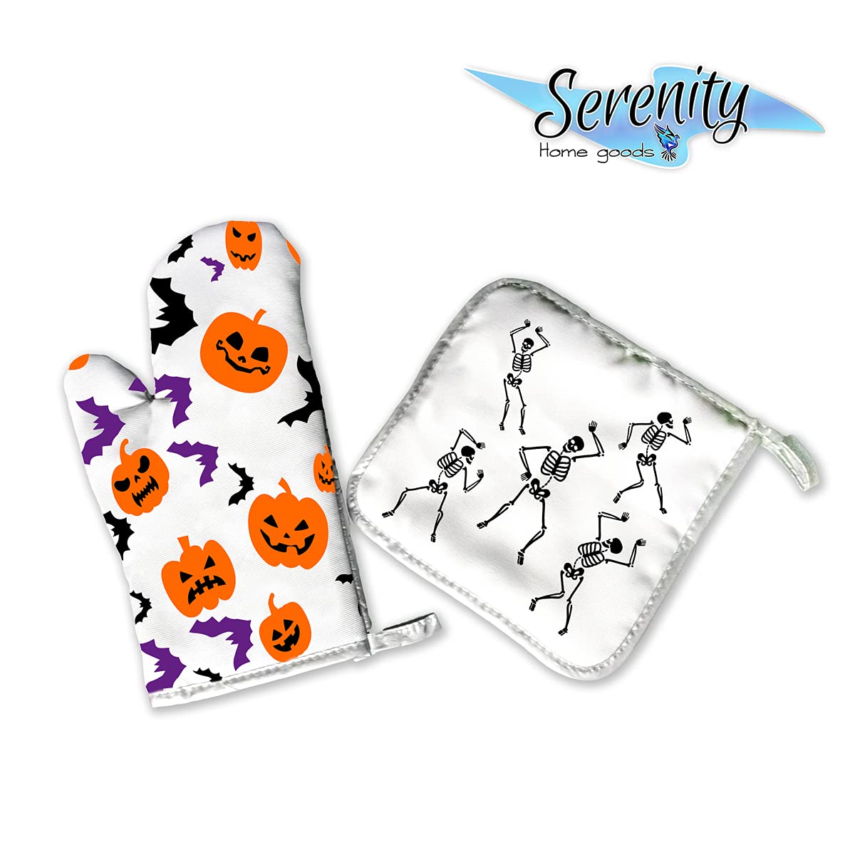 Decorative Cloth Kitchen Oven Mitt & Pot Holder Set - Autumn Fall Halloween Theme | Rustic Harvest Pumpkin Spice Coffee Design | Seasonal Home Decor for Thanksgiving & Holiday Cooking | Perfect for Baking, Roasting & Hosting Gatherings