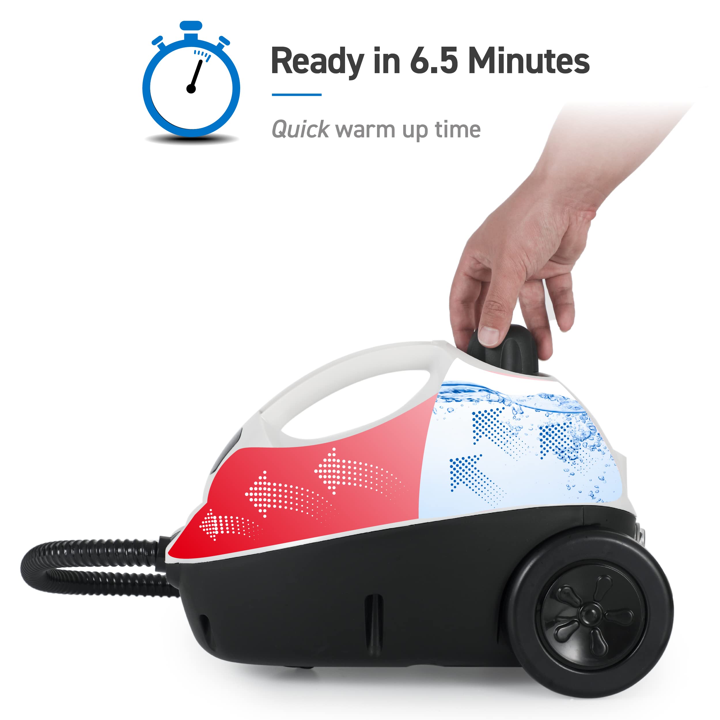 1500W Powerful Steam Cleaner for Clothes, Floors, Carpets & Car Seats - Multipurpose Steamer with Accessory Kit - Portable Home & Auto Cleaning Solution for Stains, Odors & Sanitizing
