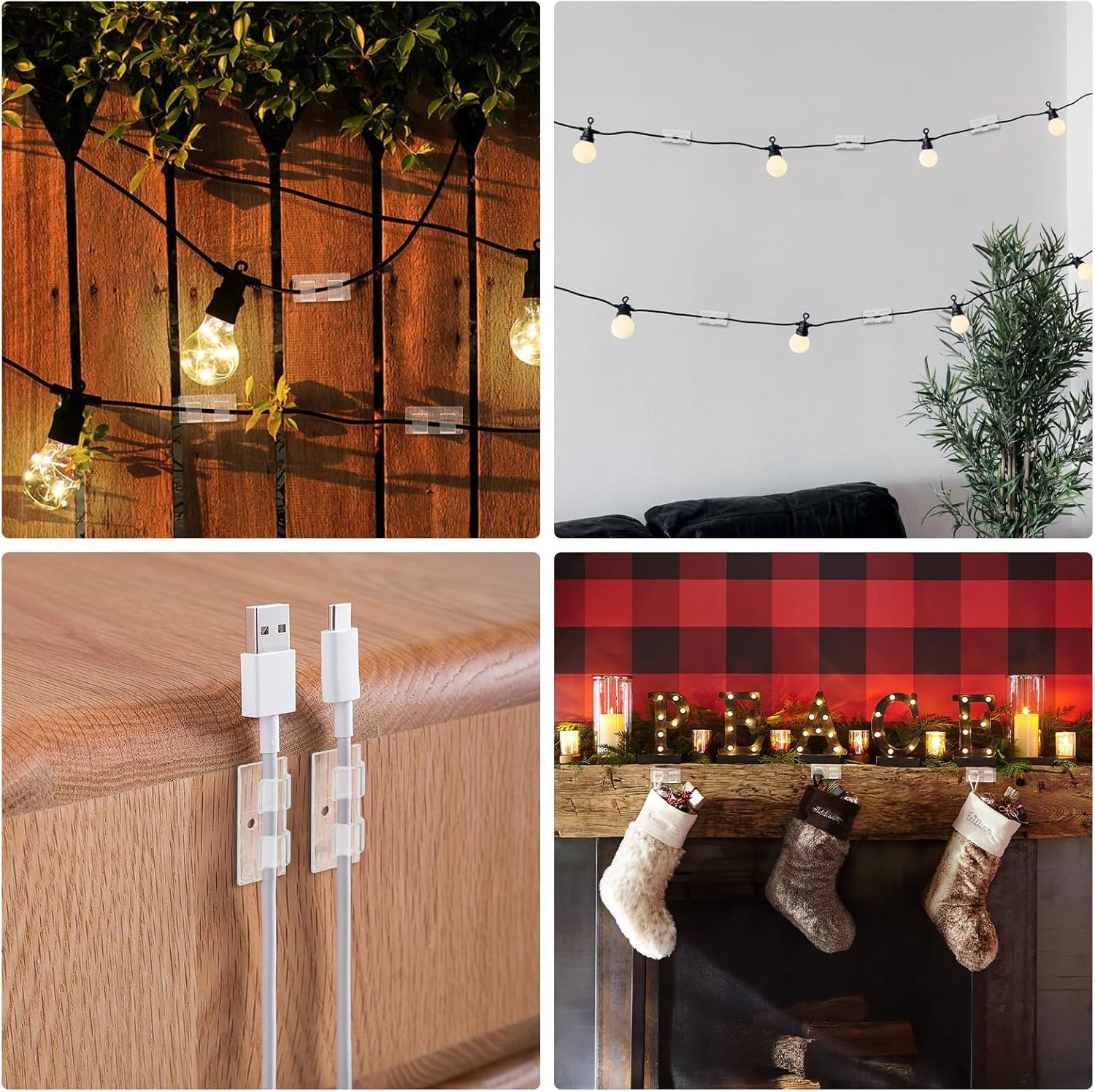 24Pcs Clear Outdoor Light Clips - Heavy Duty Waterproof UV-Resistant Hooks for String Lights, Perfect for Patio, Fence, Balcony & Indoor Decor | Ideal for Parties, Weddings & Backyard Lighting