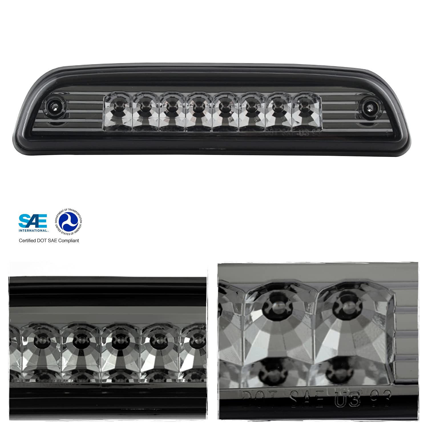 AKKON Replacement Black Tail Lights Pair + LED Smoked 3rd Brake Light Set for 2001-2004 Toyota Tacoma (Left & Right) - Upgrade Your Truck's Style & Safety for Night Driving & Off-Road Adventures