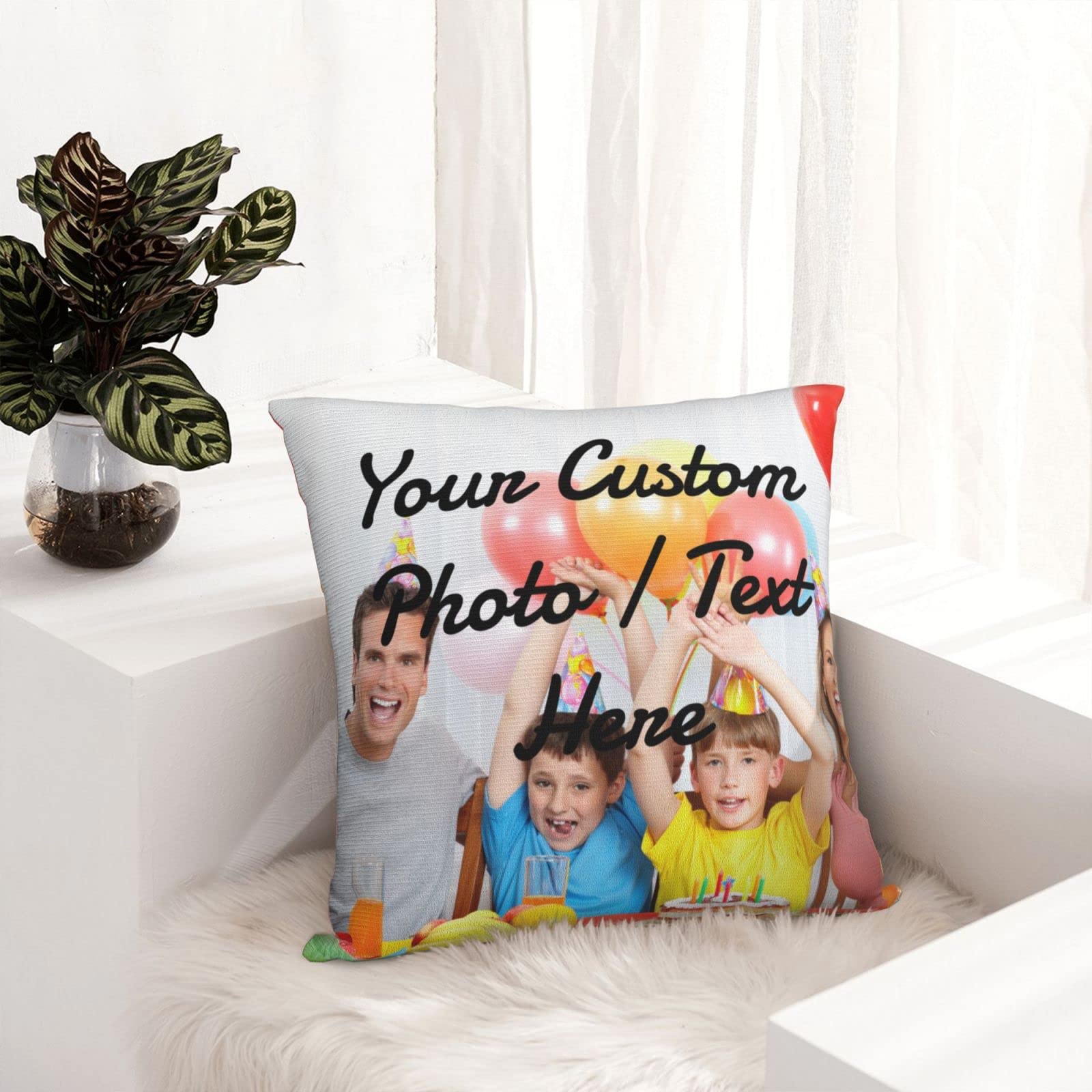 Custom Photo Pillow Cover 20x20 - Personalized Throw Pillow Case with Text & Image Printing - Unique Birthday, Christmas, Halloween & Wedding Gift Ideas - Perfect for Home Decor, Sofa, Bedroom & Special Occasions