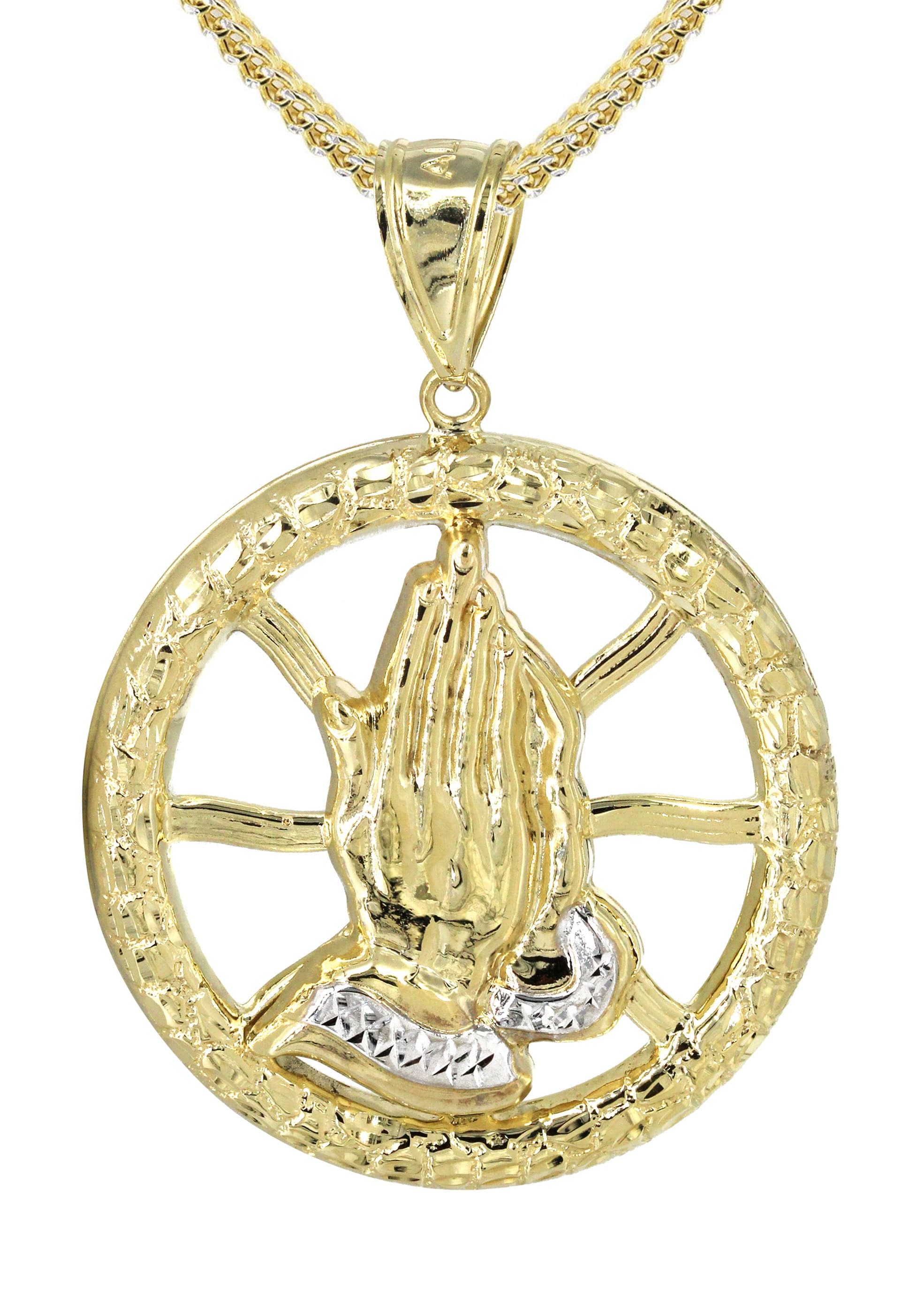 10K Yellow Gold Praying Hands Pendant Necklace for Women - 16.8 Grams Religious Jewelry - Perfect for Prayer, Church, Weddings & Spiritual Gifts