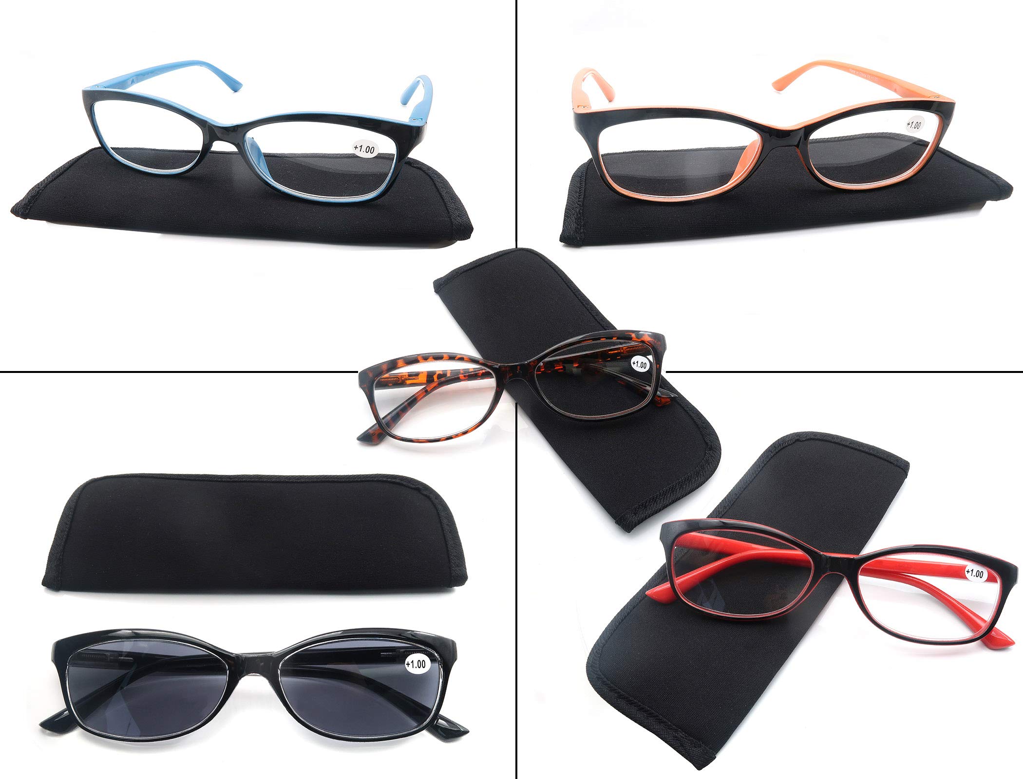 Colorful Women's Reading Glasses +2.50 Lightweight for Outdoor Reading 5-Pack