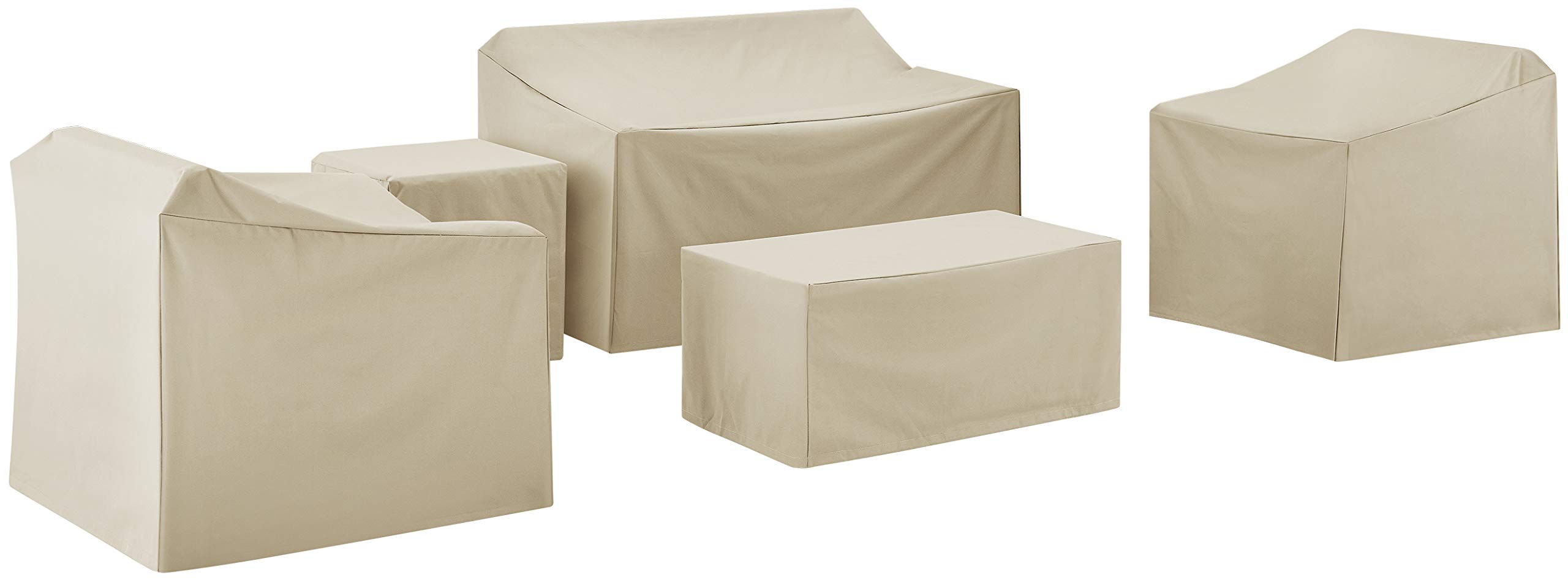 **Crosley Waterproof 5-Piece Patio Furniture Cover Set – Outdoor Loveseat, Chair & Table Covers in Tan – All-Weather Protection for Backyard, Deck & Garden**
