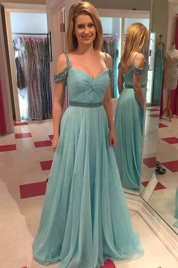 Elegant A-Line Sweetheart Chiffon Long Prom Dress with Beading - Perfect for Formal Dances, Evening Galas & Special Occasions | PG325