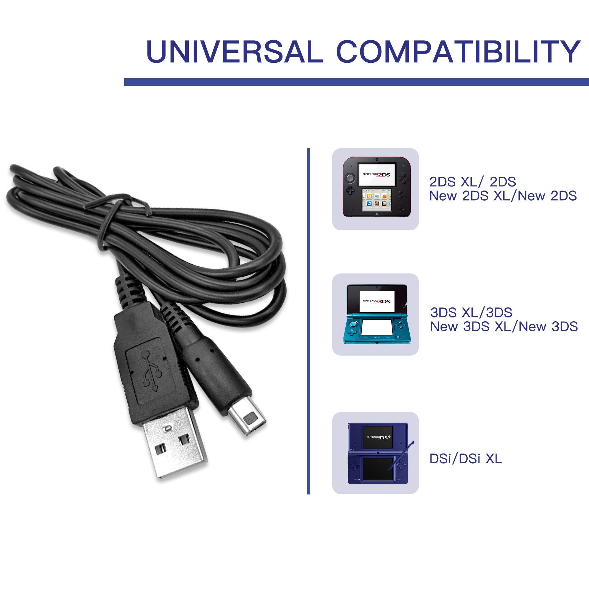 Premium USB Charger Cable Kit & AC Power Adapter for Nintendo New 3DS XL - Includes Wall Charger, Travel Power Cord & Stylus Pen - Perfect for Gaming at Home or On The Go