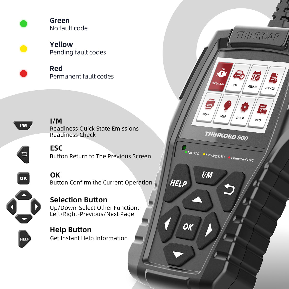 THINKOBD 500 Car Diagnostic Scanner - OBD2 Code Reader with Lifetime Free Updates, Check Engine Light Scanner for Mechanics, Auto Repair Shops & DIY Car Maintenance (Compatible with Most Vehicles)
