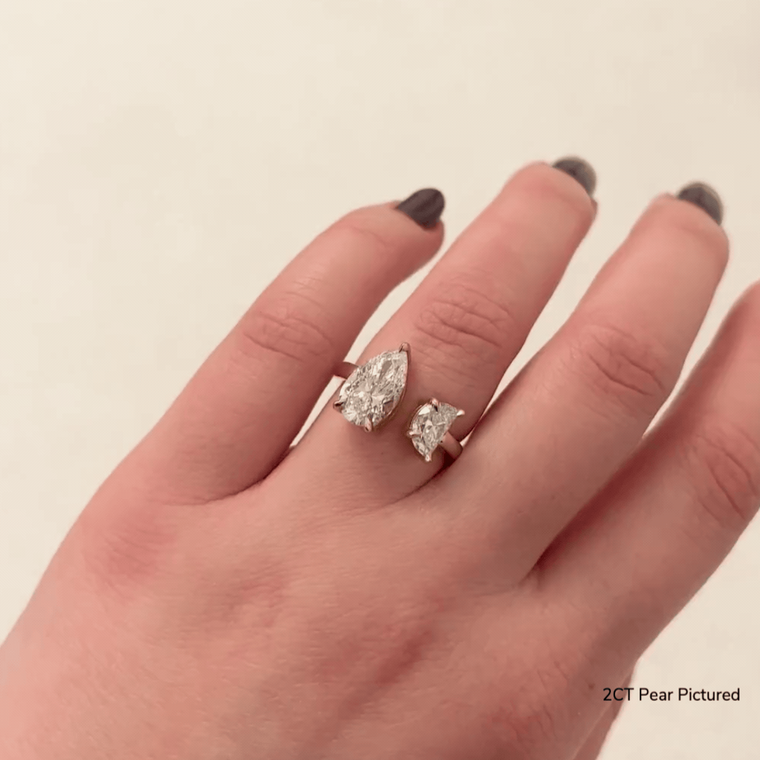 Pear & Half Moon Gap Ring - Unique Stackable Minimalist Ring for Women - Perfect for Everyday Wear, Layering & Gift Giving