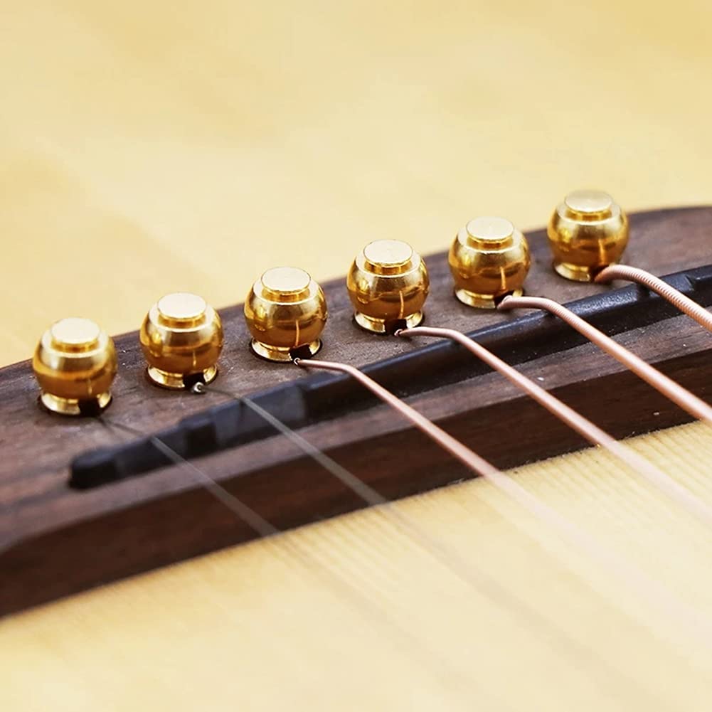 Alnicov 6-Piece Brass Guitar Bridge Pins & Endpin Set with Bridge Pin Puller - Includes 5 Guitar Picks for Acoustic 6-String Guitars - Perfect for Guitar Maintenance, Repair, and String Replacement