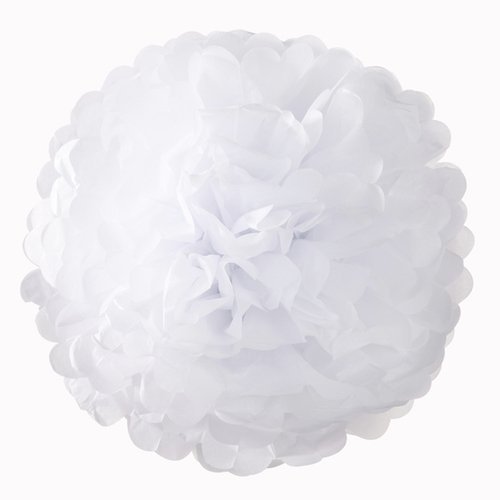 White Tissue Paper Artificial Flowers Pom Poms (10, 3 Pack) - Baptism Christening Party Decorations, Pure White Wedding Supplies, Hanging Tissue Paper Pom Pom Balls for Baby Shower, Bridal Shower, Birthday Party Decor by Parties Weddings & Events