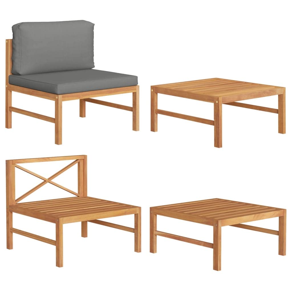 2-Piece Teak Wood Patio Lounge Set with Dark Gray Cushions - Outdoor Sofa & Comfy Couch for Patio, Porch, Garden, Lawn or Backyard - Perfect for Relaxing, Sunbathing & Outdoor Entertaining