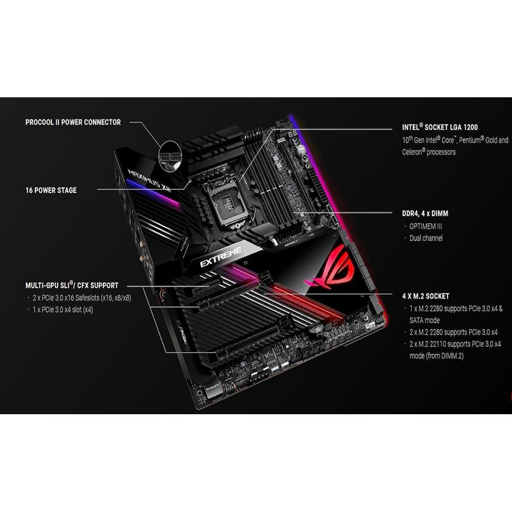 ASUS ROG Maximus XII Extreme Z490 LGA 1200 Motherboard - Intel 10th Gen, WiFi 6, ATX Gaming Motherboard for High-Performance PC Builds & Extreme Overclocking