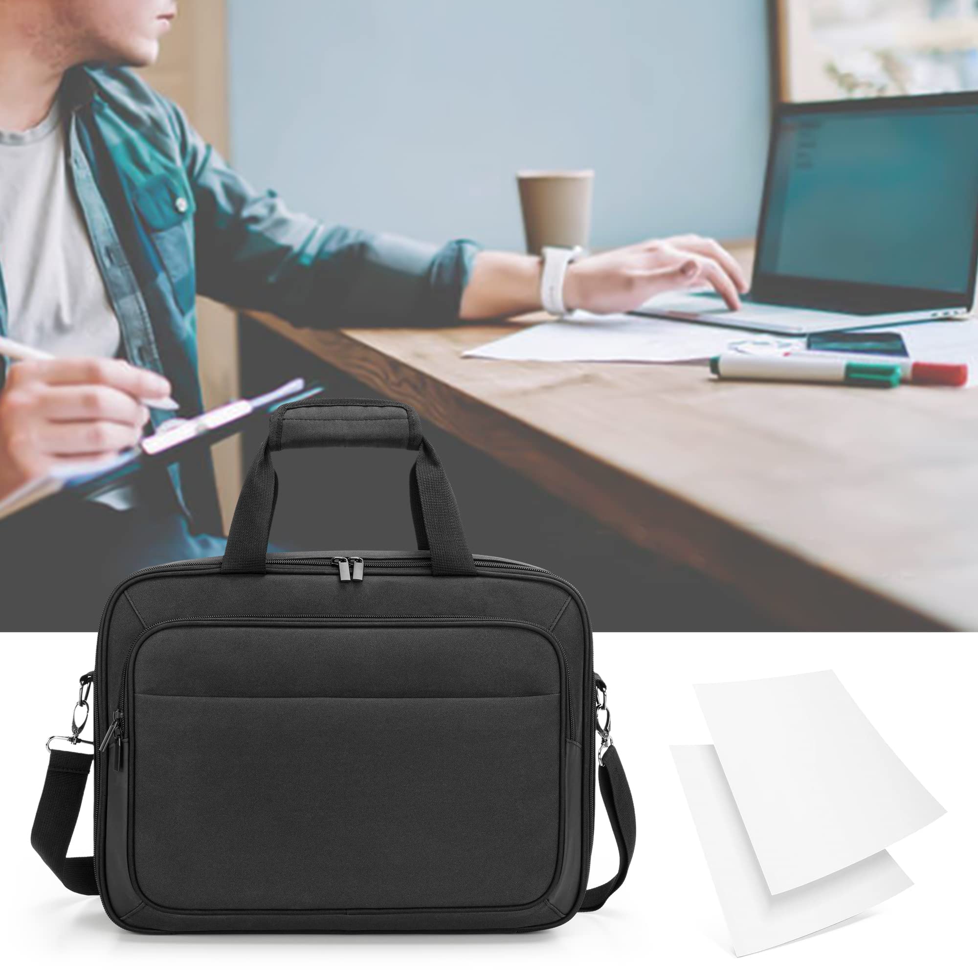 Samdew Portable Printer Carrying Case - Compatible with HP Tango, Tango X, Officejet 250/200 - Travel Laptop Bag with Shoulder Strap & Trolley Handle (Fits 14