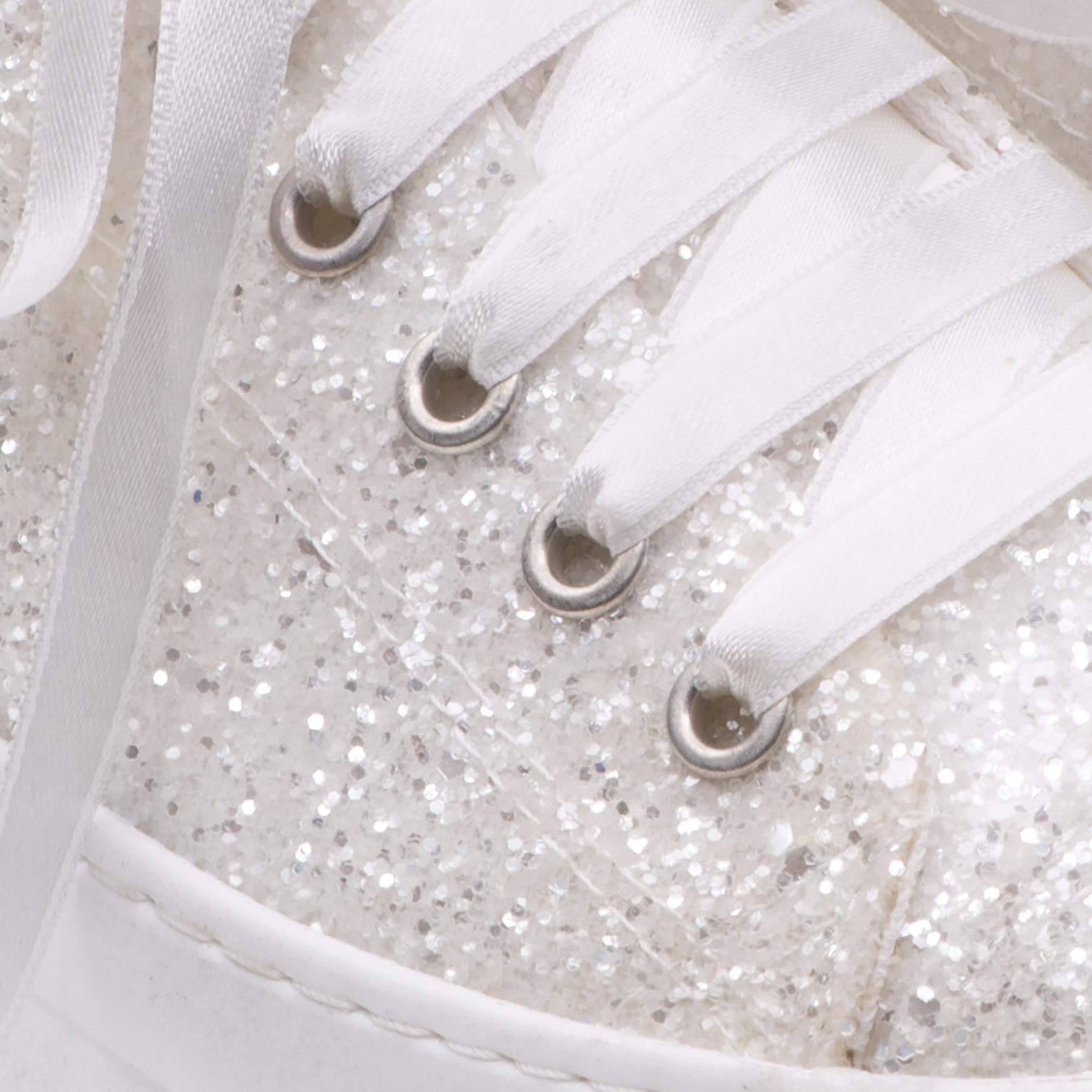 Custom Bridal Wedding Sneakers for Bride – Lace Platform Tennis Shoes with Flat Sole – Size 8 US (38.5 EUR) – Perfect for Wedding Ceremony, Reception & Honeymoon Getaway