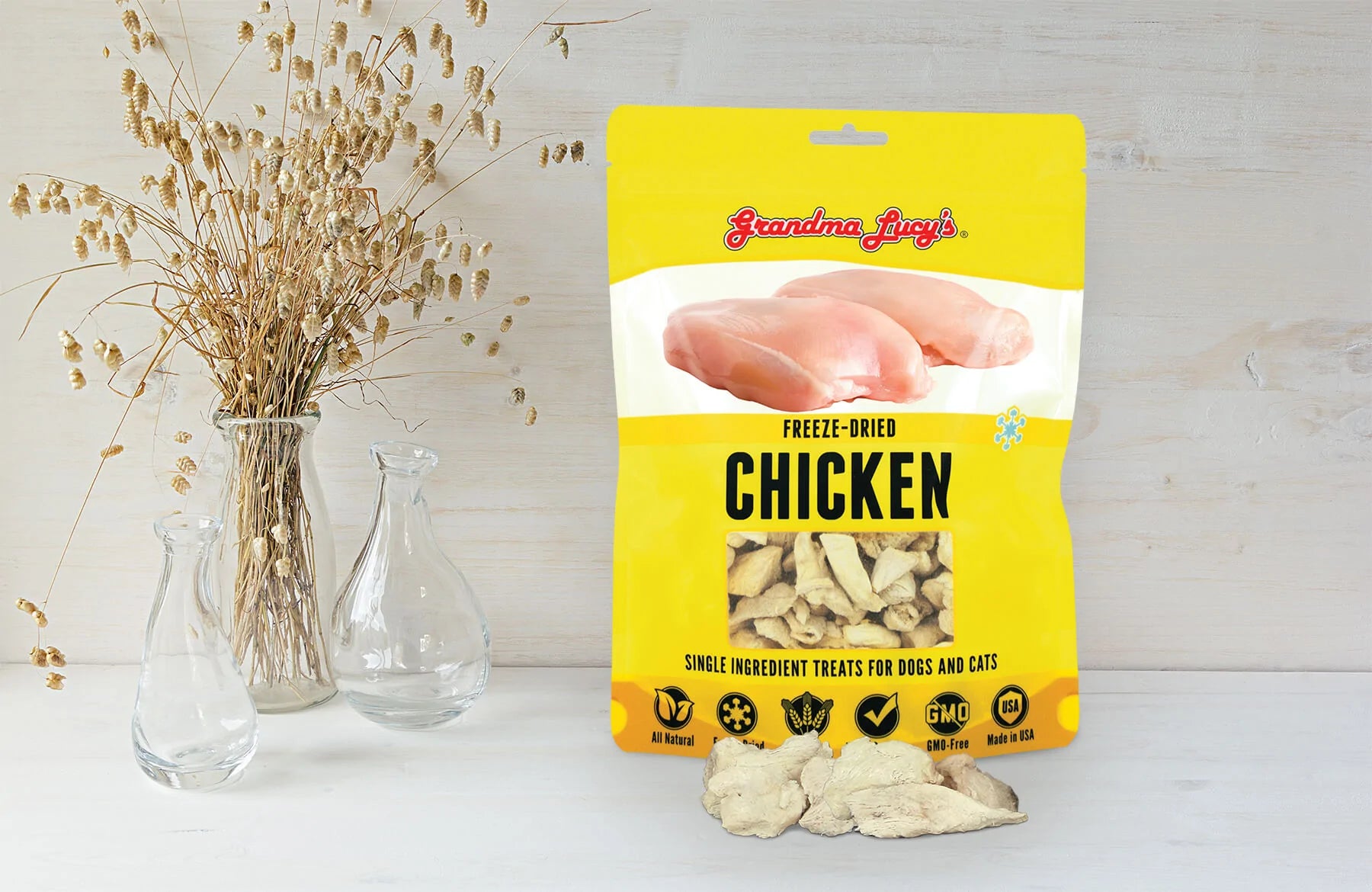Single Ingredient Chicken Dog & Cat Treats - All Natural, Grain-Free Pet Snacks for Training & Rewards - Perfect for Dogs & Cats of All Sizes