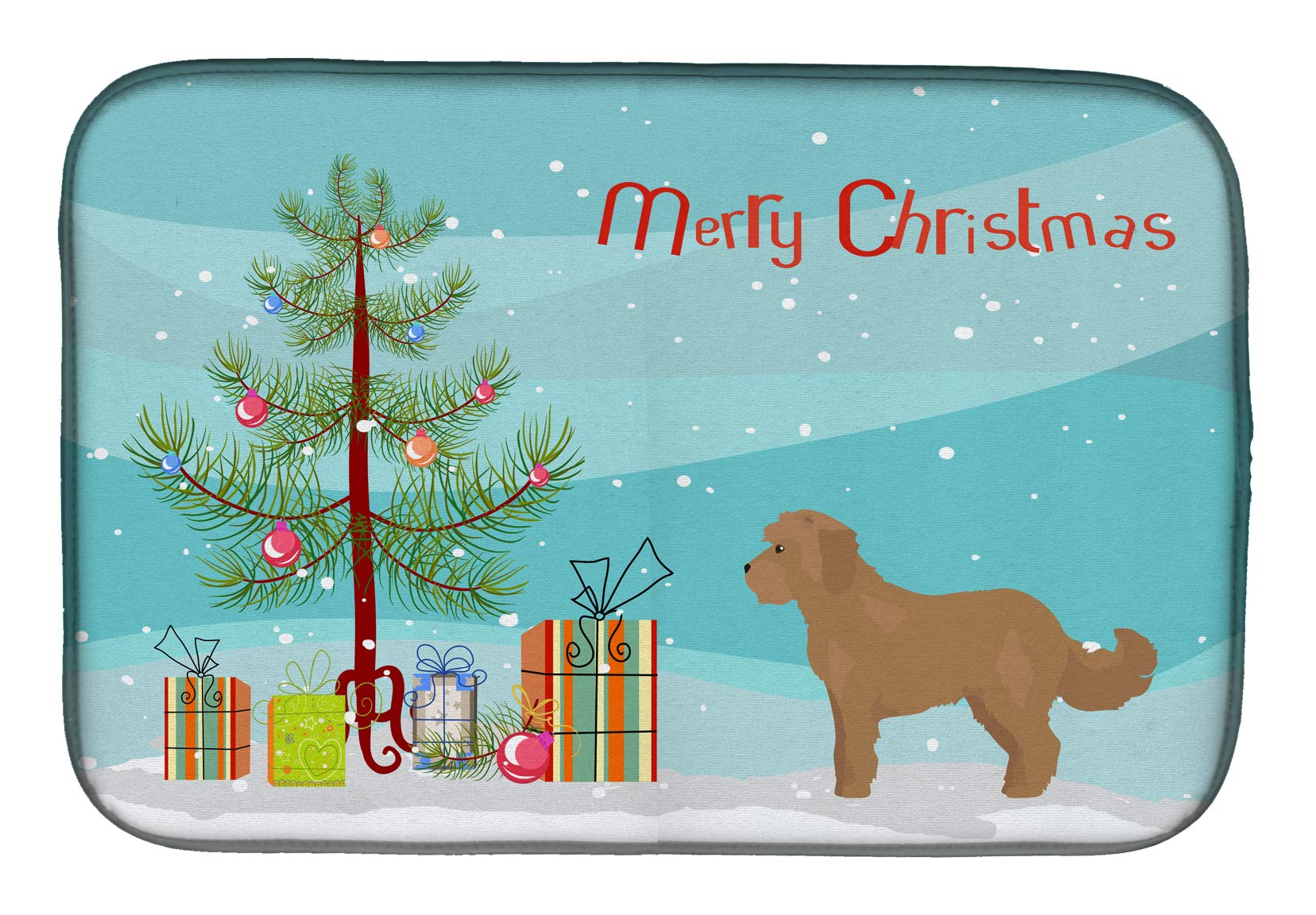 Cockapoo Christmas Dish Drying Mat - Absorbent Kitchen Counter Mat (14x21