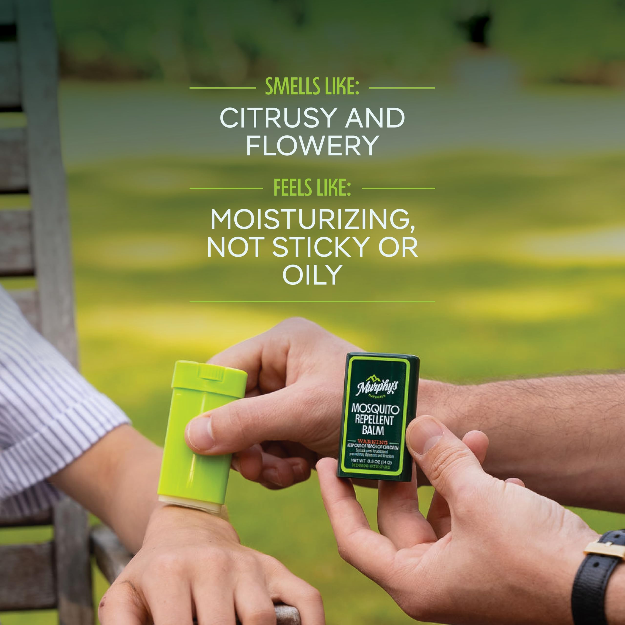 Murphy's Naturals Mosquito Repellent Balm Stick - Plant-Based, DEET-Free, Natural Ingredients for Outdoor Activities, Camping, Hiking & Travel - Pocket Size (0.5oz, 3-Pack)