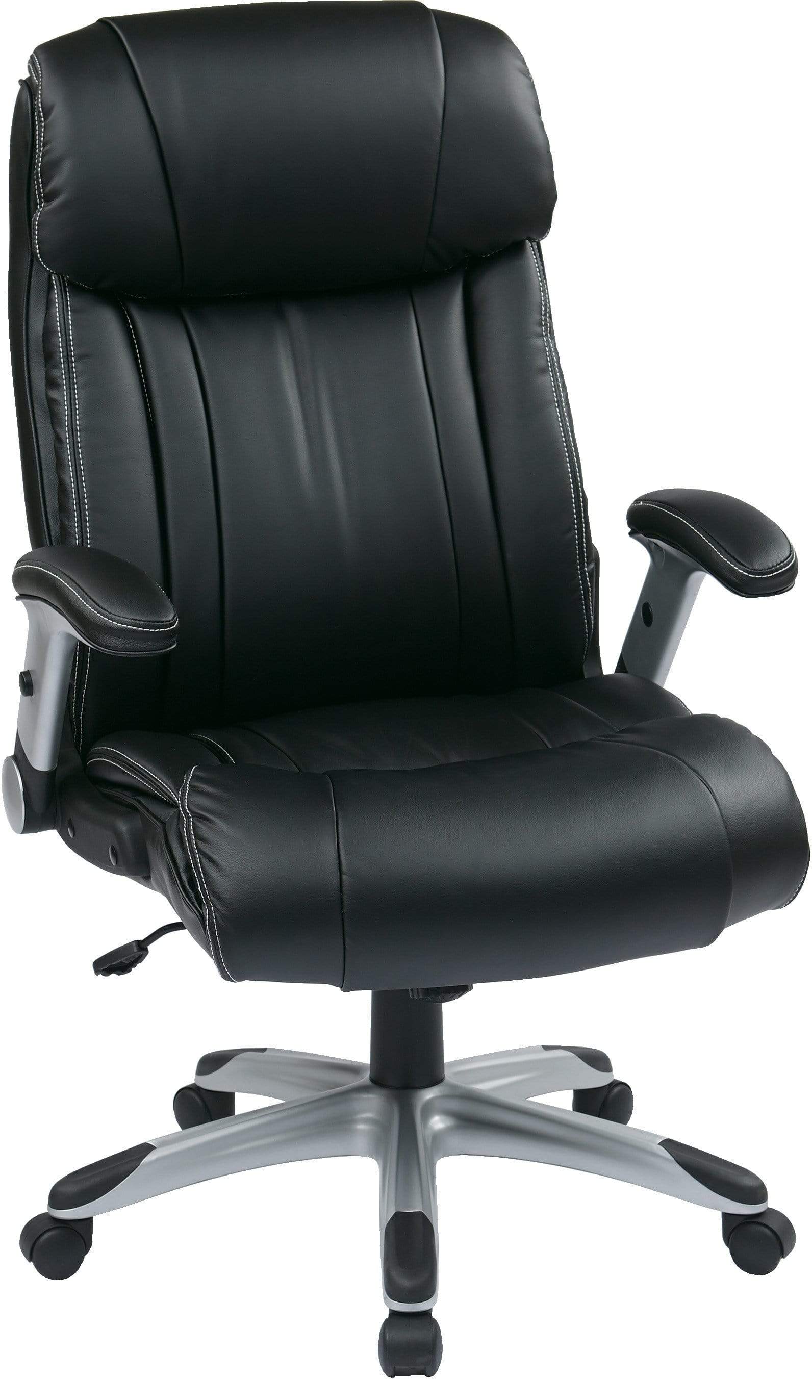 Office Star Work Smart™ Executive Bonded Leather Chair - Black Ergonomic Office Chair with Adjustable Height & Swivel Base [ECH38665A EC3] - Perfect for Home Office, Conference Rooms & Executive Suites