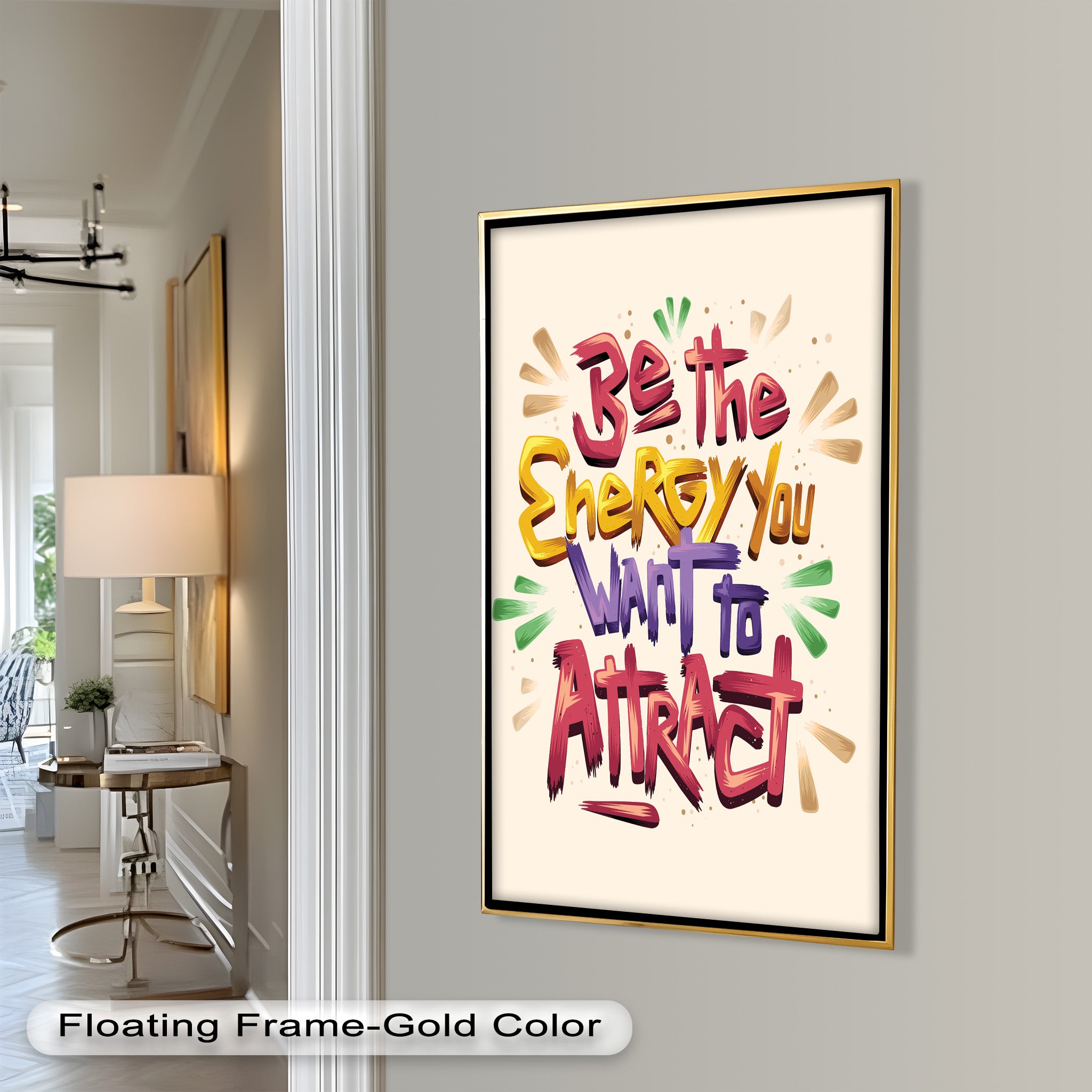 Inspirational Oil Painting - Be the Energy You Want to Attract - Motivational Wall Art for Home, Office & Meditation Space