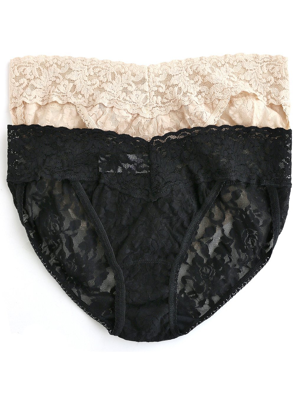 Hanky Panky 2-Pack Stretch Lace V-String Thong Panties for Women - Comfortable & Sexy Underwear for Everyday Wear, Date Night & Special Occasions
