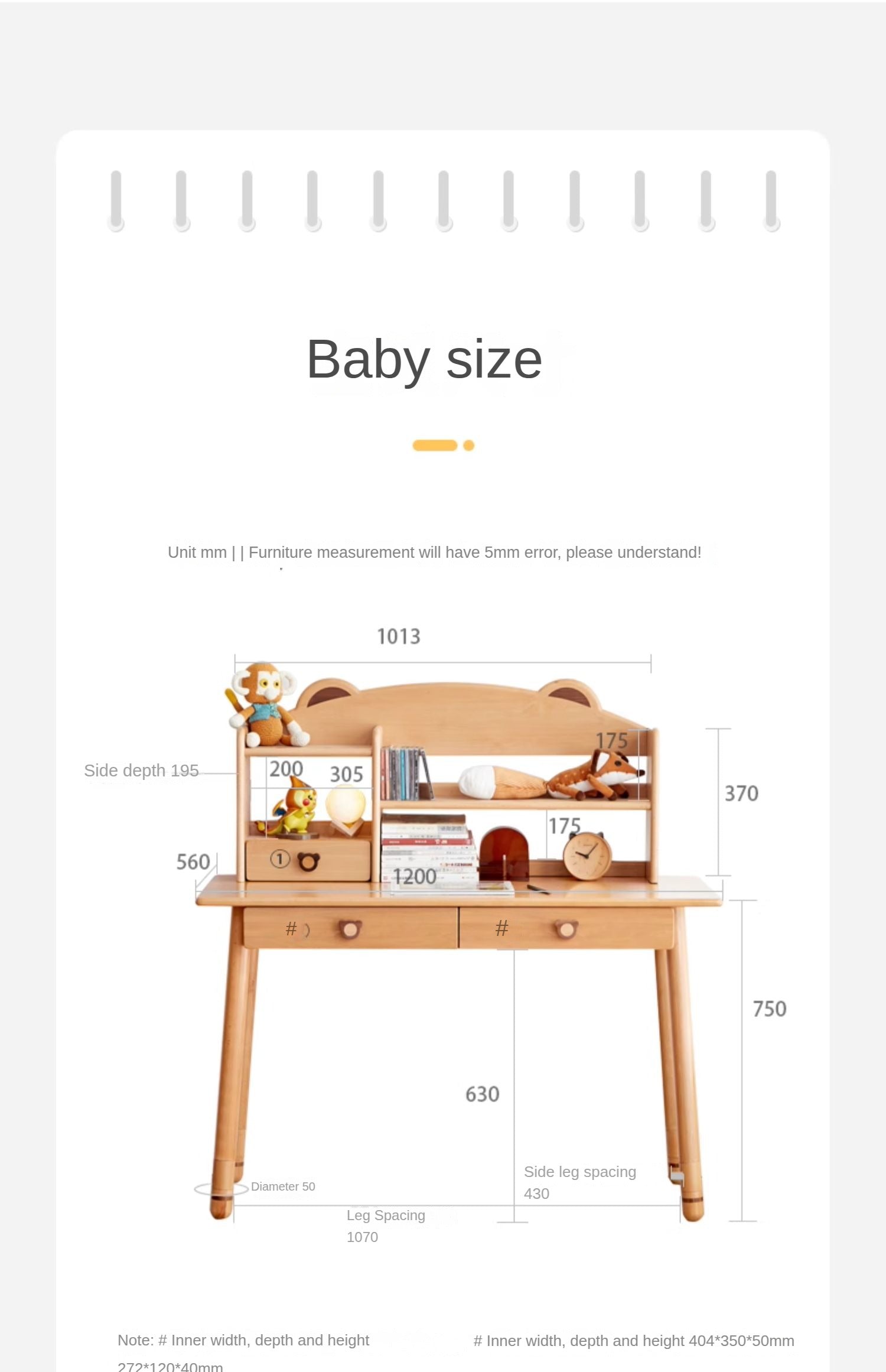 Solid Wood Kids Study Desk - Beech & Oak Wooden Children's Writing Table for Homework & Drawing | Perfect for Bedroom, Homeschool & Classroom Use