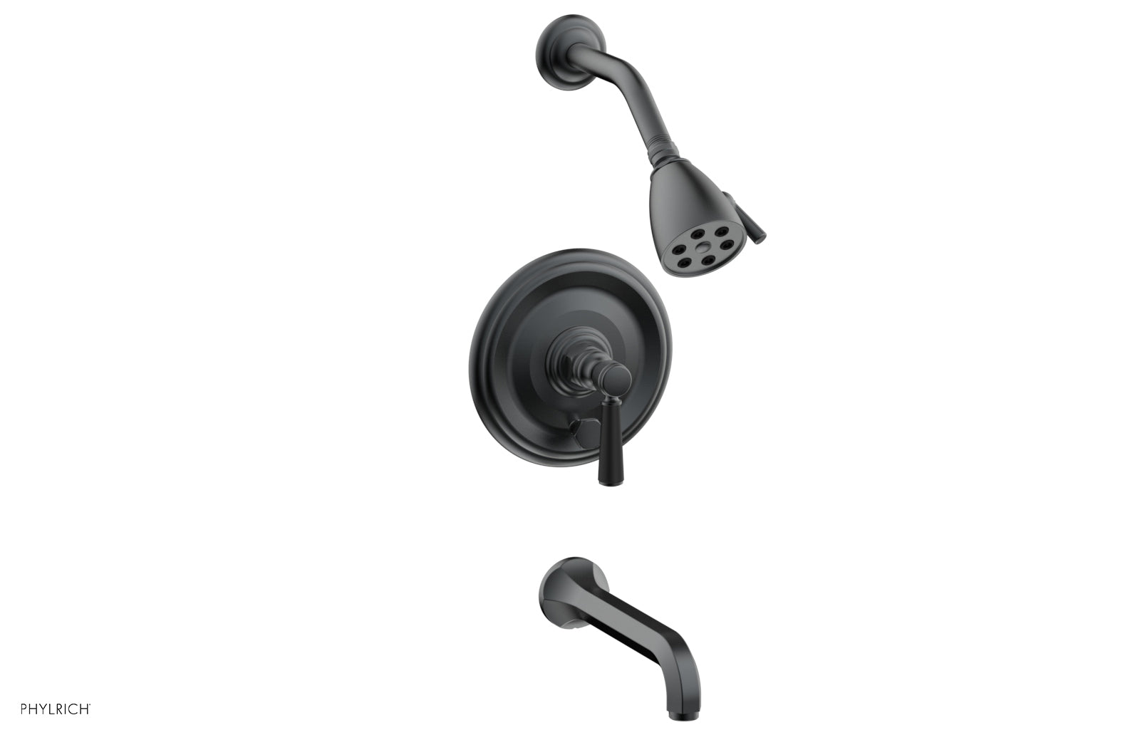 HEX TRADITIONAL Pressure Balance Tub and Shower Faucet Set - Satin Black Finish with Lever Handle (Model 500-27) | Perfect for Bathroom Renovation & Modern Home Decor