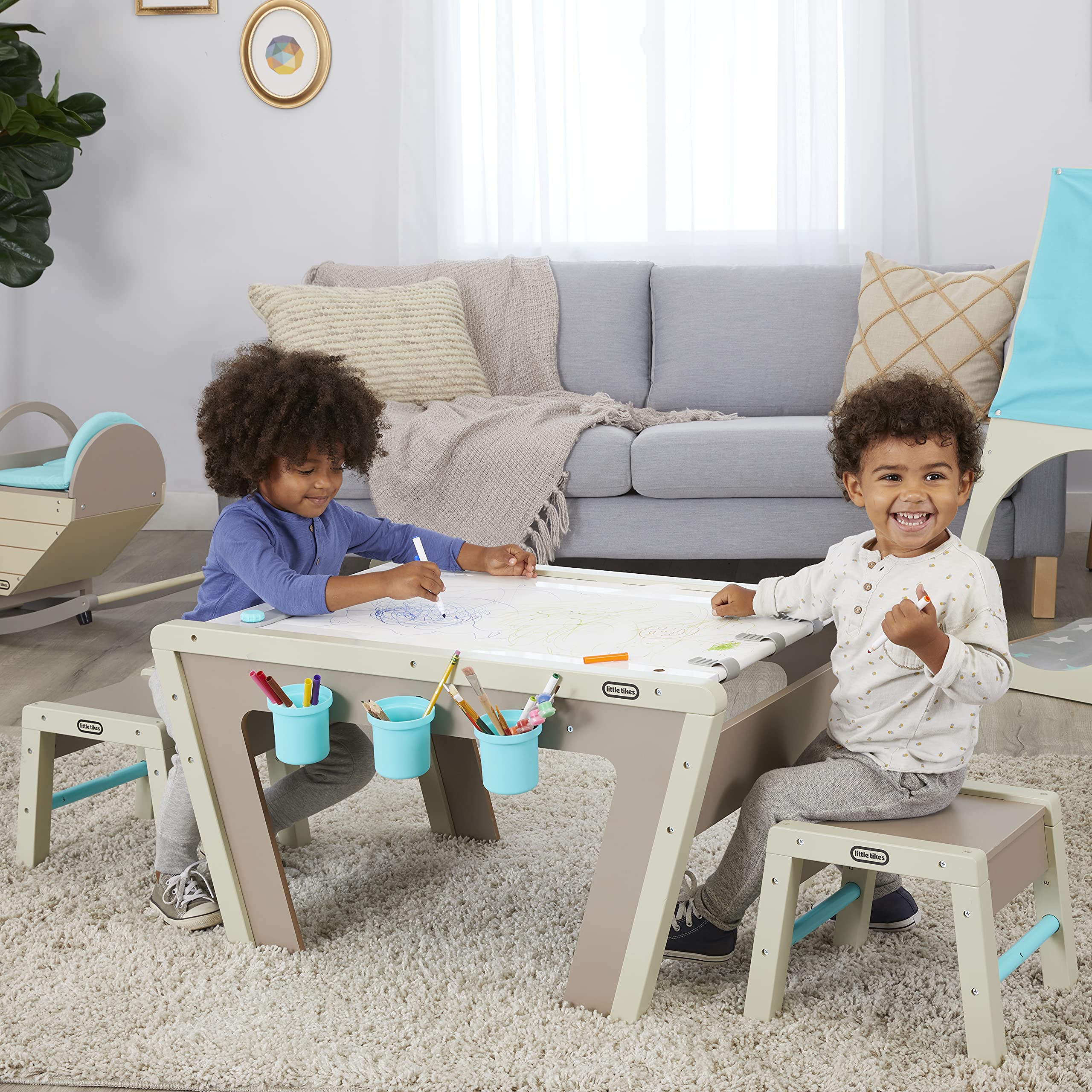 Little Tikes 2-in-1 Easel and Table - Kids Art Studio Activity Center for Boys & Girls Ages 3-8 | Perfect for Drawing, Painting & Creative Play at Home or School