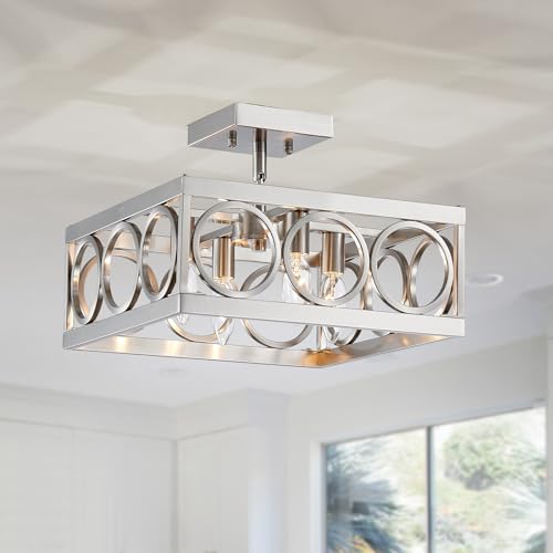 Nickel Ceiling-square 4 Light