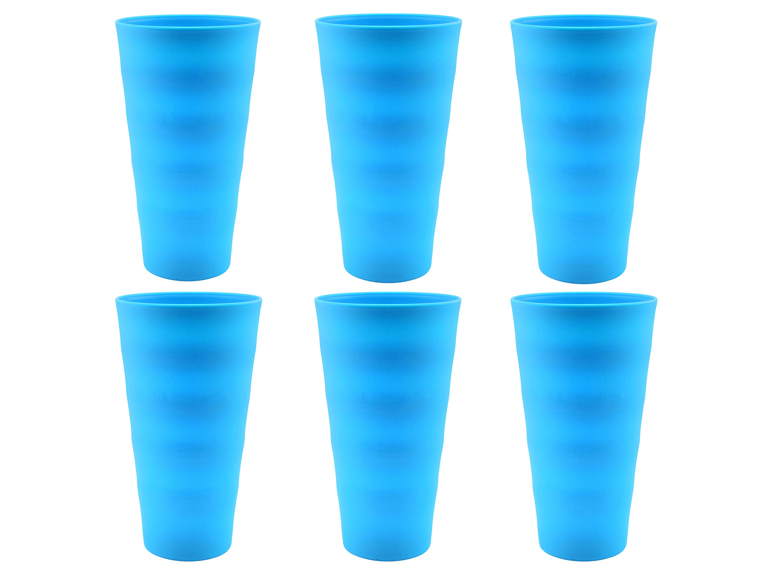 YBM 18oz Unbreakable Plastic Cups - Reusable Drinking Glasses for Kids & Adults, BPA-Free, Pack of 6 (Blue) - Perfect for Parties, Picnics, and Outdoor Events