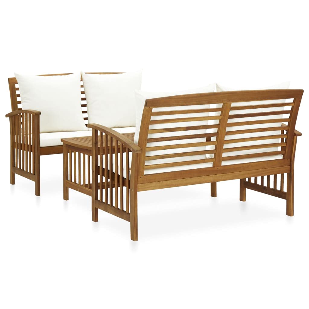 3-Piece Outdoor Patio Furniture Set with Tea Table - Acacia Wood Sectional Sofa & Washable Cushions for Garden, Backyard, Balcony | Perfect for Relaxing, Entertaining & Outdoor Dining