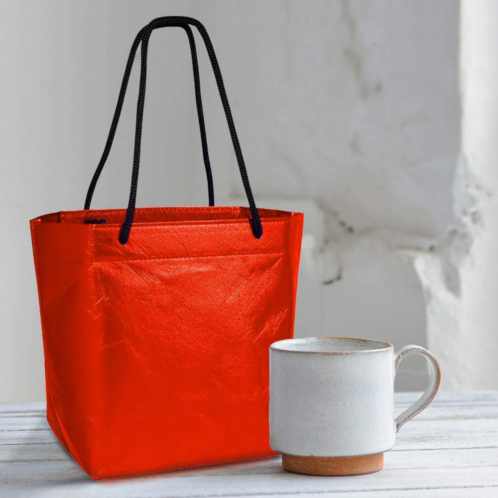 Eco-Friendly Non-Woven Reusable Tote Gift Bags for Jewelry - Durable Carry Handles - Perfect for Birthdays, Weddings & Parties - Set of 5 Red Bags - Great for Gifting, Shopping & Event Favors