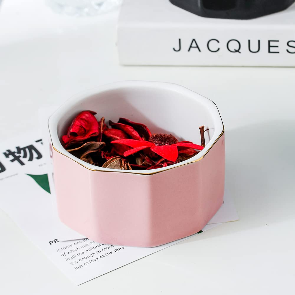 Ceramic Marble Paper Clip Holder - Stylish Desk Organizer for Office Supplies, Binder Clips & Stationery (Pink) | Perfect for Home Office, School & Workspace Organization