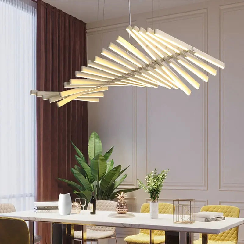 Modern LED Chandelier with Remote Control - Dimmable Crystal Ceiling Light Fixture for Dining Room, Bedroom, Living Room & Foyer Decor