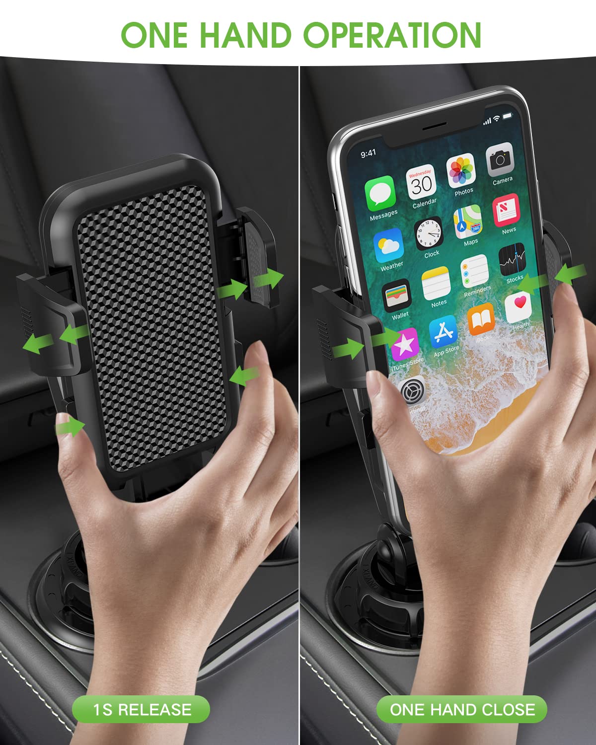 2025 Upgraded Universal Car Cup Phone Holder - No Shaking Expandable Base for iPhone Samsung All Smartphones (1 Pack) | Perfect for Road Trips, Commuting & Hands-Free Driving