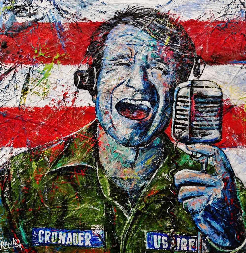 Robin Williams Abstract Realism Urban Pop Art Painting - 47x47 Inch Canvas Wall Decor for Living Room & Office - G.M.V (Good Morning Vietnam) Inspired Artwork
