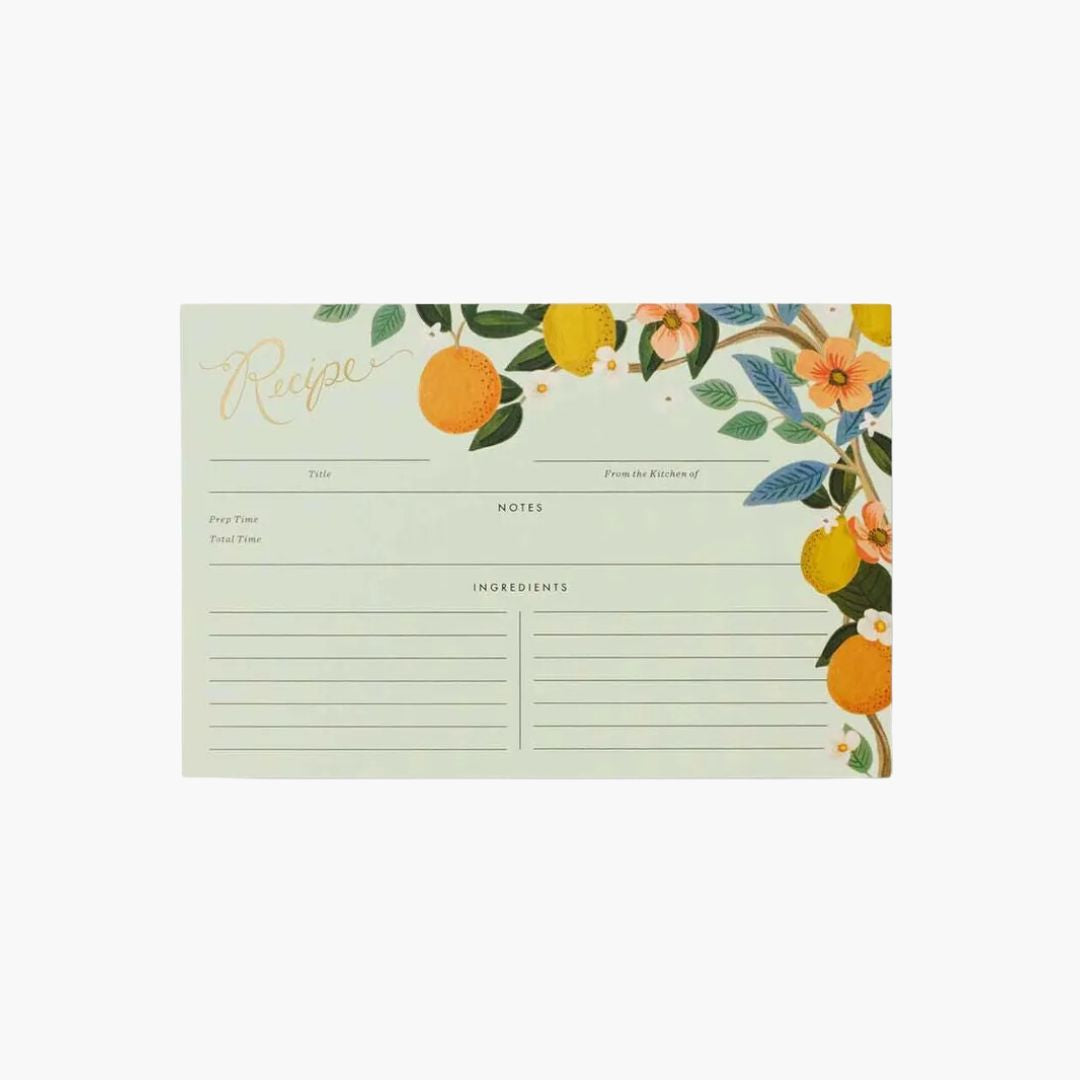 12 Citrus Grove Recipe Cards - Pack of 12 Printable Recipe Cards for Cooking, Baking & Meal Planning - Perfect for Kitchen Organization, Gift Giving & Recipe Sharing