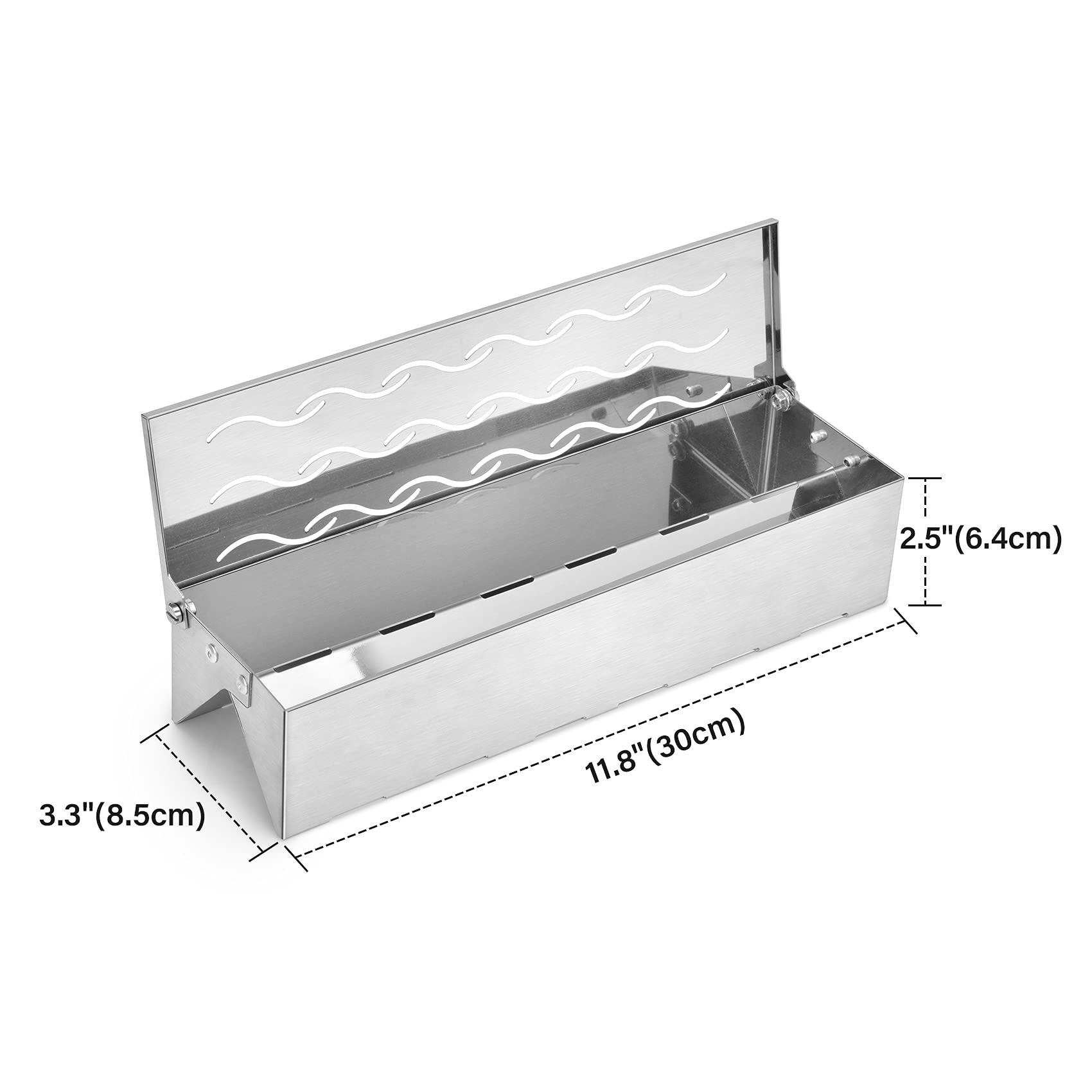 Skyflame Stainless Steel BBQ Smoker Box for Wood Chips - Universal Smoky Flavor Grill Accessories for Gas & Charcoal Grills, W-Shaped Design | Perfect for Backyard Barbecues, Camping Trips & Outdoor Cooking