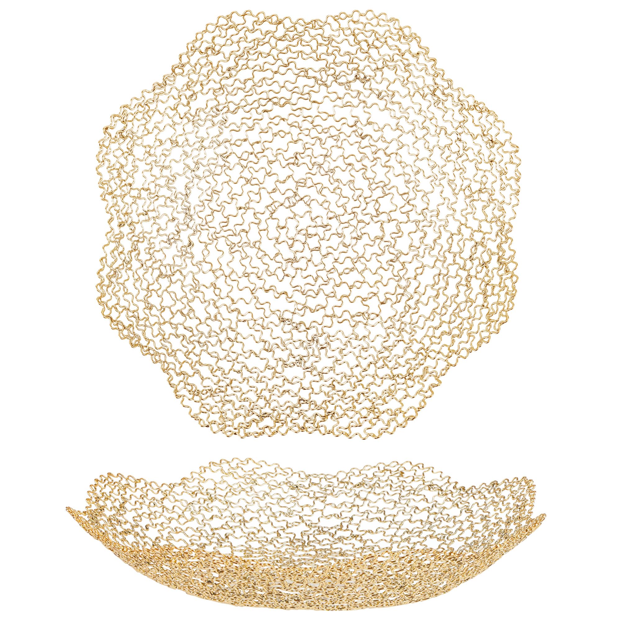 Gold Large Decorative Dish for Fruits & Vegetables - Elegant Kitchen Counter & Dining Table Centerpiece Bowl Basket for Home Decor - Perfect for Living Room, Dining Room & Kitchen Display