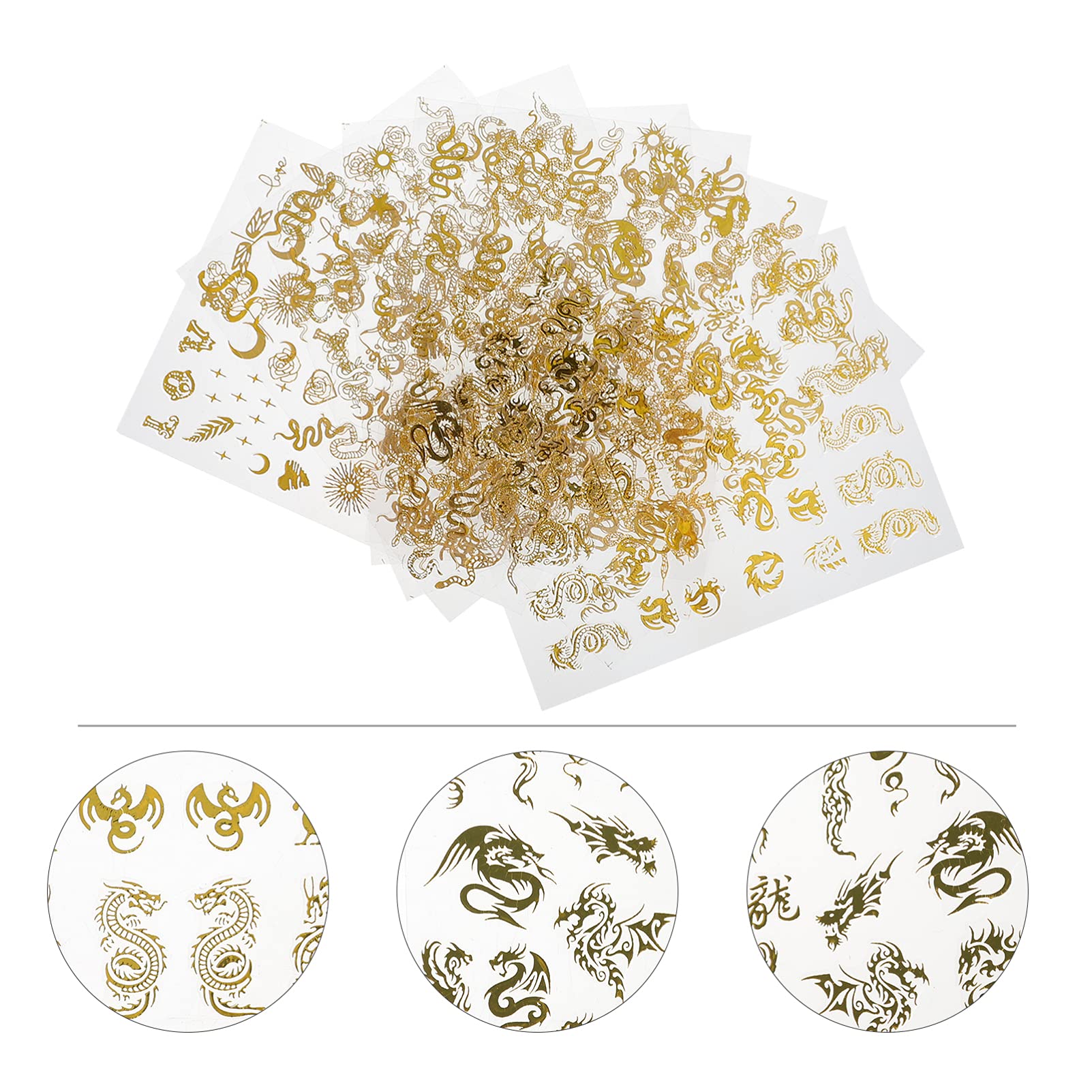 EXCEART 8 Sheets Dragon Snake Nail Art Stickers - Chinese Style Self-Adhesive Nail Decals for DIY Manicure, Nail Tips & Stencil Designs | Perfect for Home Nail Decoration, Parties & Special Occasions
