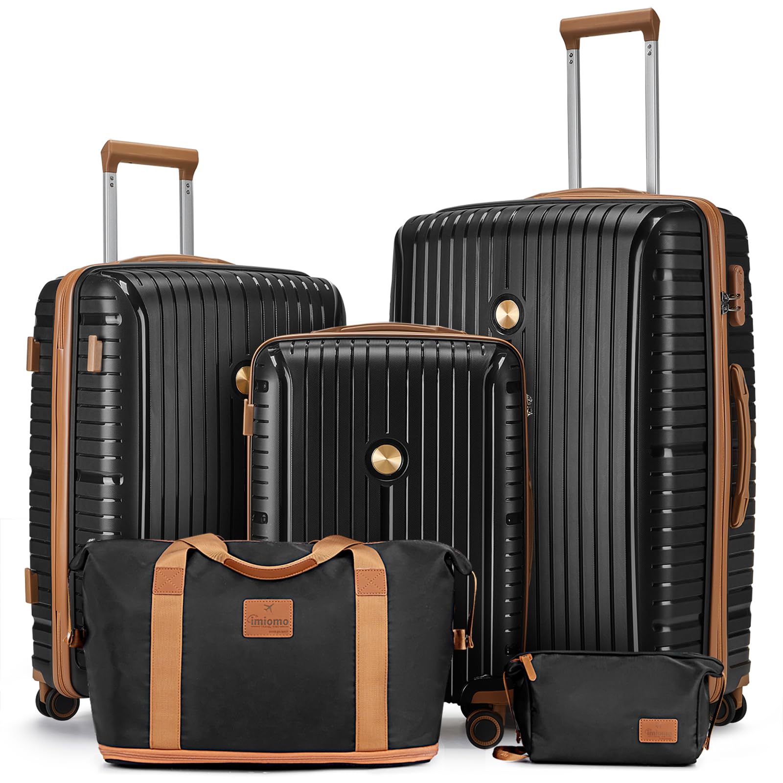 Joyway 5-Piece Hardside Luggage Set with TSA Lock, Spinner Wheels & PP Material - 20/24/28 Inch Black Carry-On Suitcase for Travel, Business Trips & Family Vacations