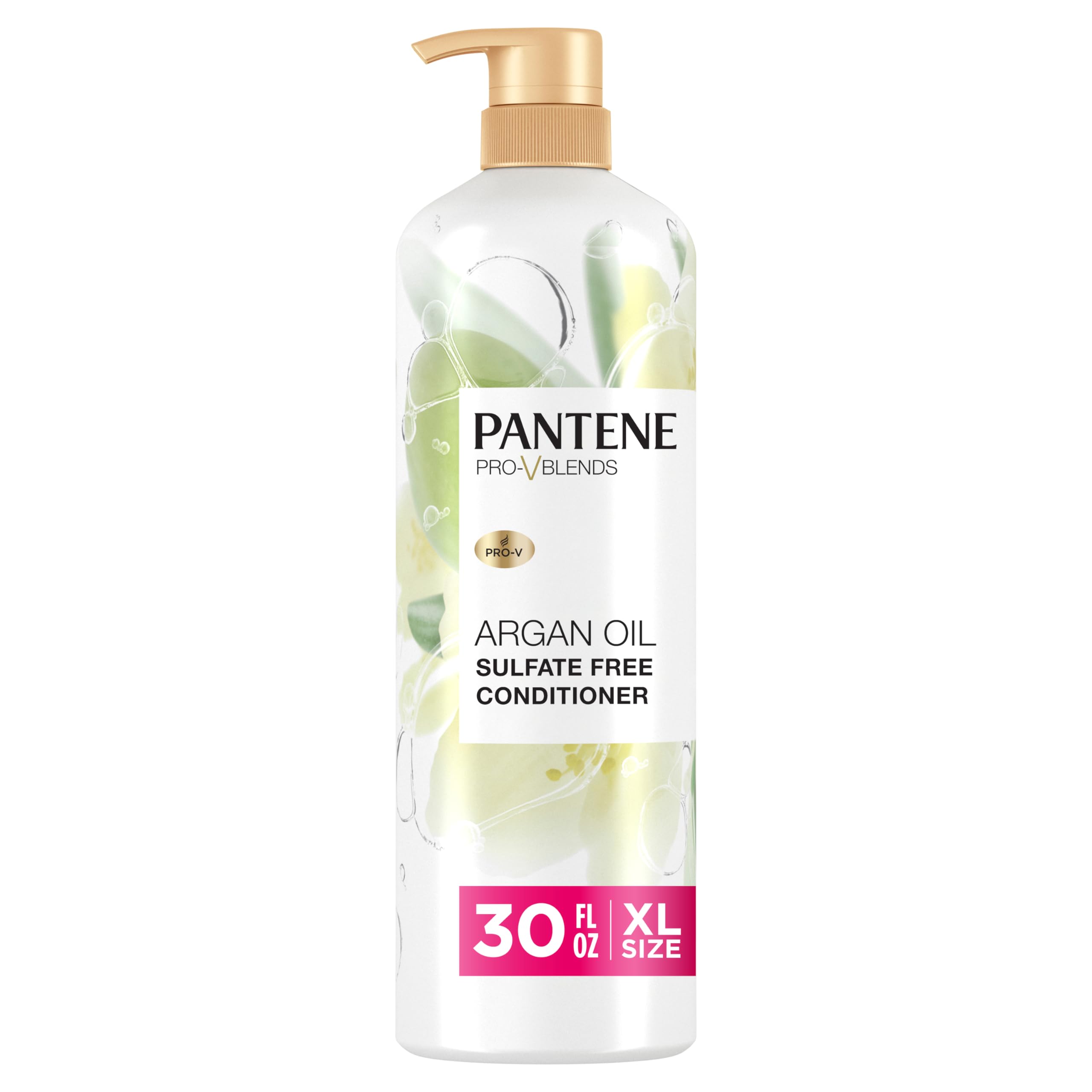 Pantene Pro-V Argan Oil Conditioner for Dry Damaged Hair - Smoothing, Moisturizing with Vitamin B5, Anti-Frizz, Safe for Color-Treated Hair, 30 oz | Deep Hydration for Smooth, Shiny Hair - Perfect for Daily Use, Salon-Quality Results at Home